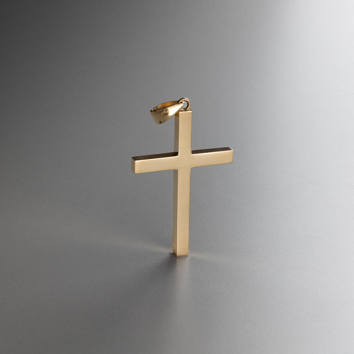 14K Gold Absolute Block Cross Pendant