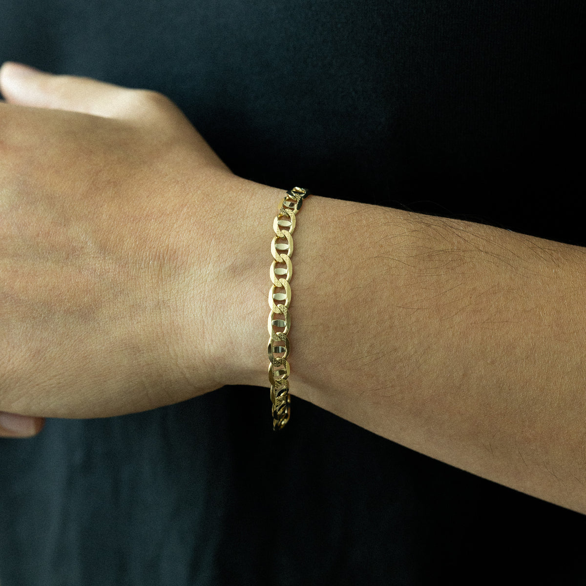 14k Gold Two-Tone 6.3mm Light Mariner Chain Bracelet 8 Inch - Model CH-0638