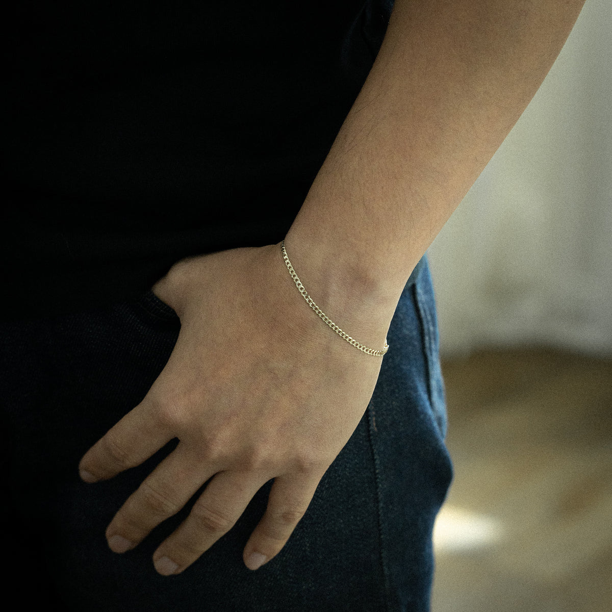 14k Gold 2.7mm Concave Curb Bracelet 7 Inch - Model CH-0111