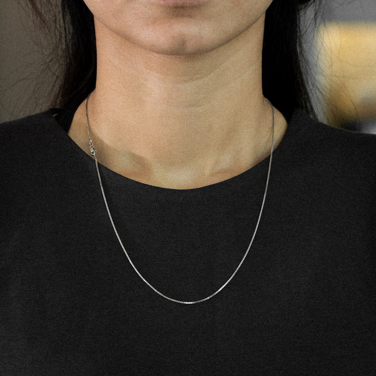 14K White Gold 1mm Solid Italian Box Chain - Model 0259