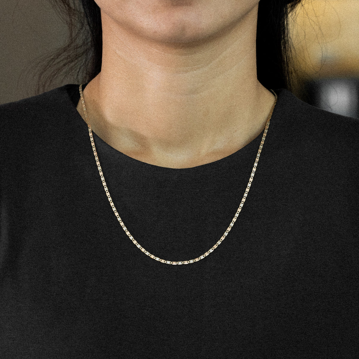 14K Gold 2.1mm Gold Tri Colors Solid Valentino Chain - Model 0117