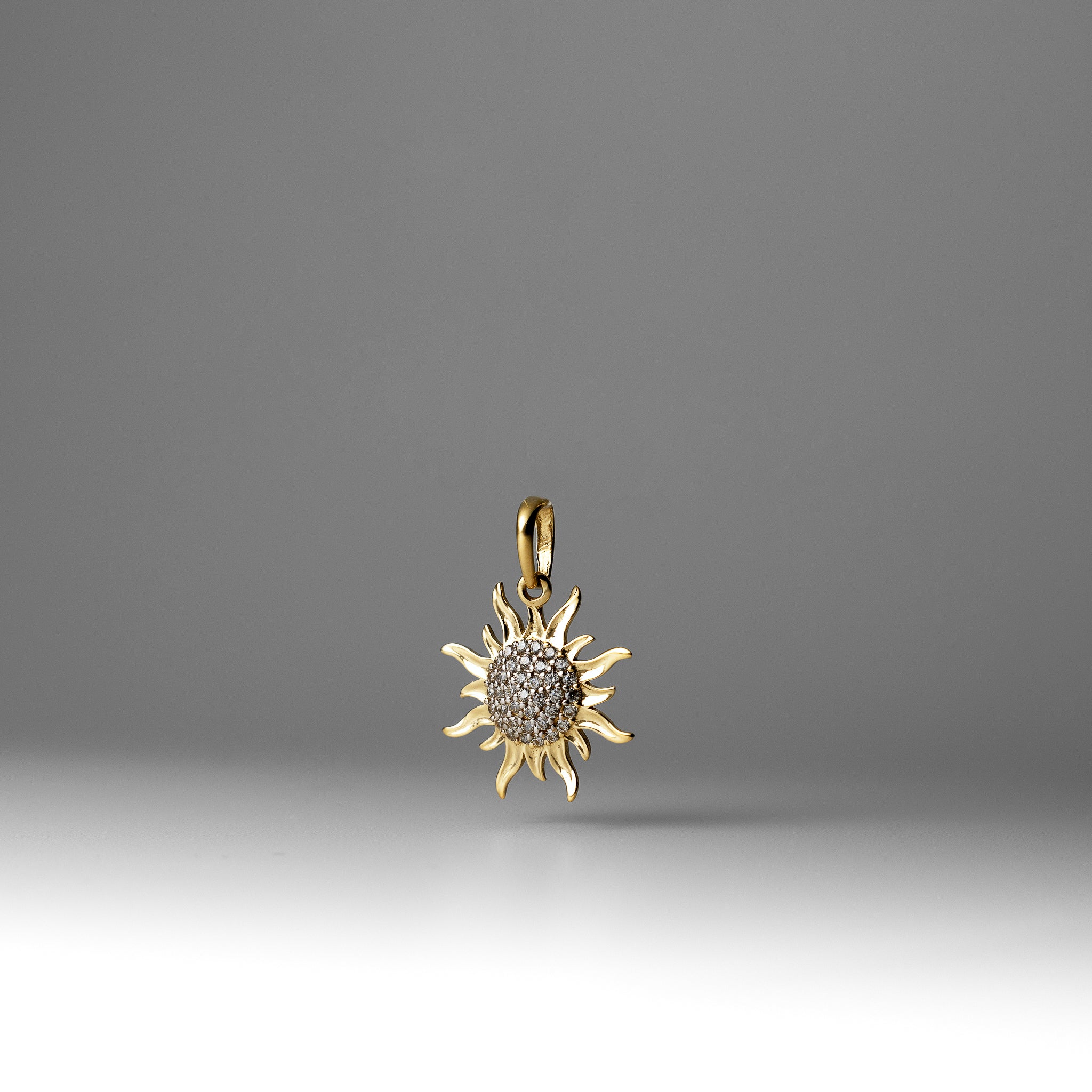 Gold CZ Sunburst Pendant Necklace - Model PT3114 - Charlie & Co. Jewelry