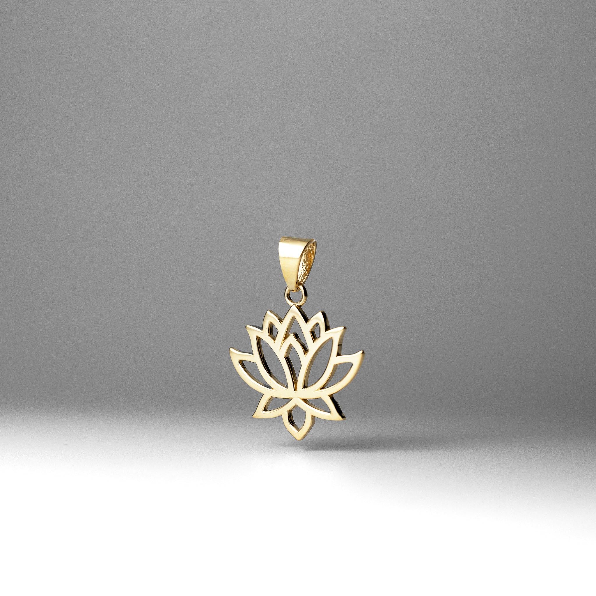 Gold Lotus Flower Pendant Necklace - Model PT2807 - Charlie & Co. Jewelry