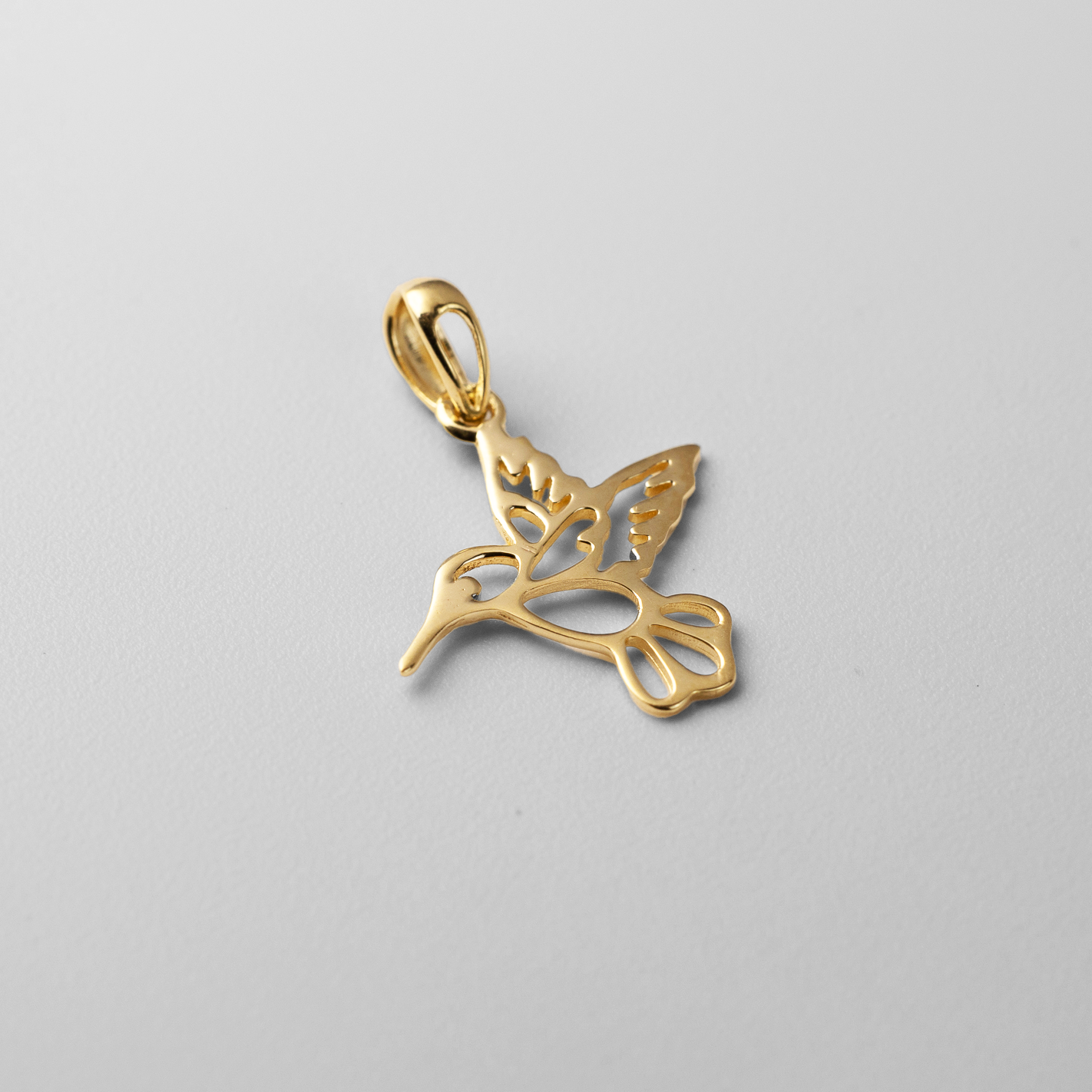 Gold Cut Out Hummingbird Pendant Necklace - Model PT2672 - Charlie & Co. Jewelry