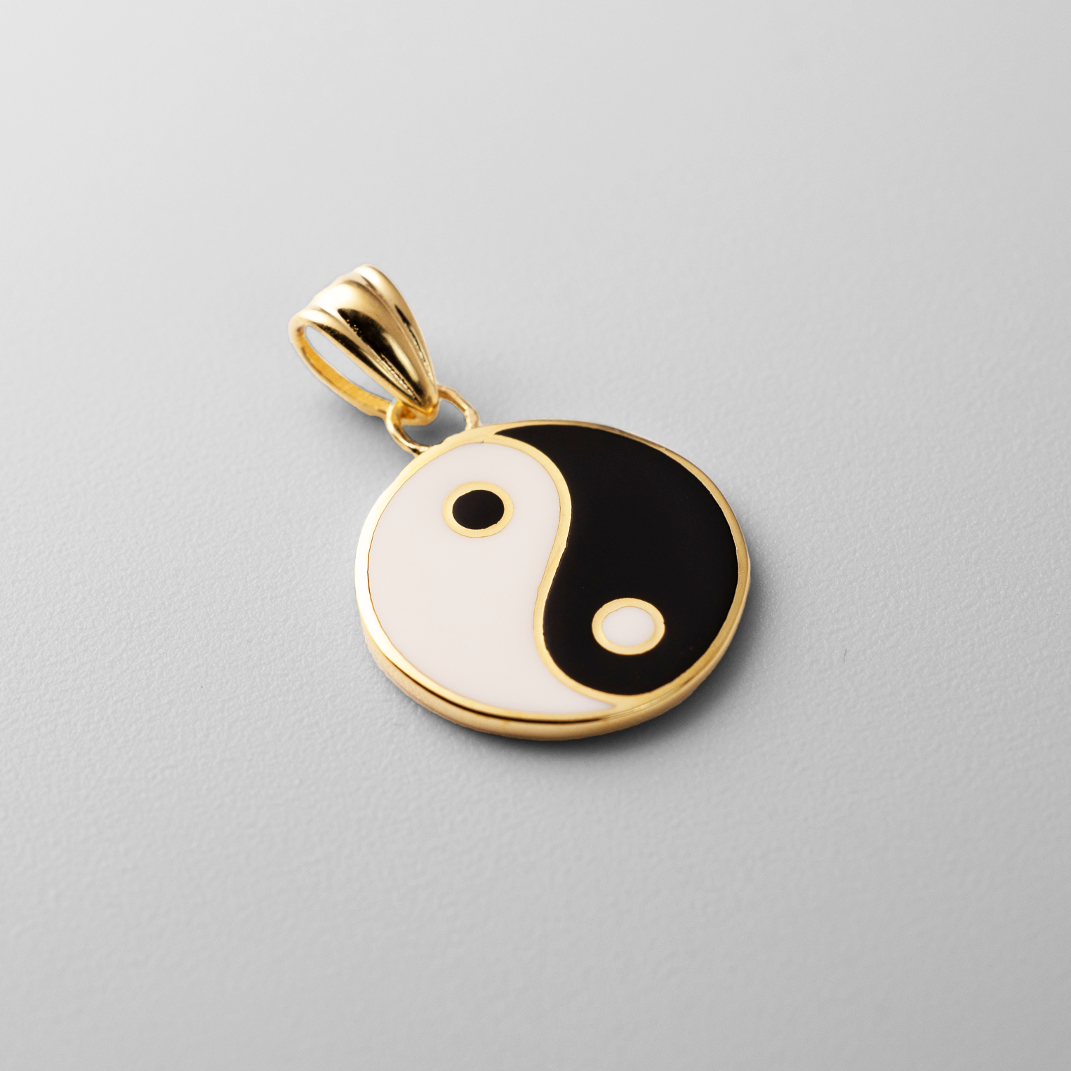 Gold Enamel Yin Yang Pendant Necklace – Model PT2520 - Charlie & Co. Jewelry