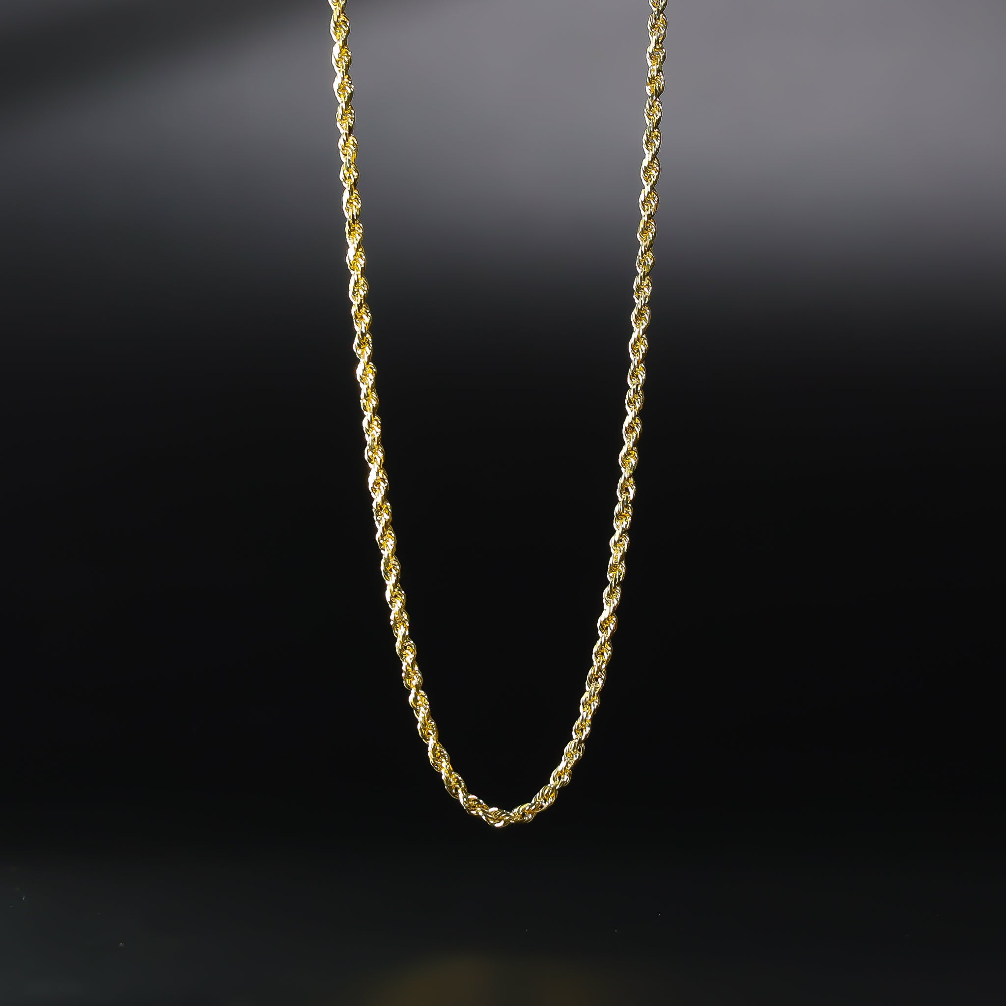 2mm 14k Solid Gold Rope Chain Diamond Cut Model-0389 - Charlie & Co. Jewelry