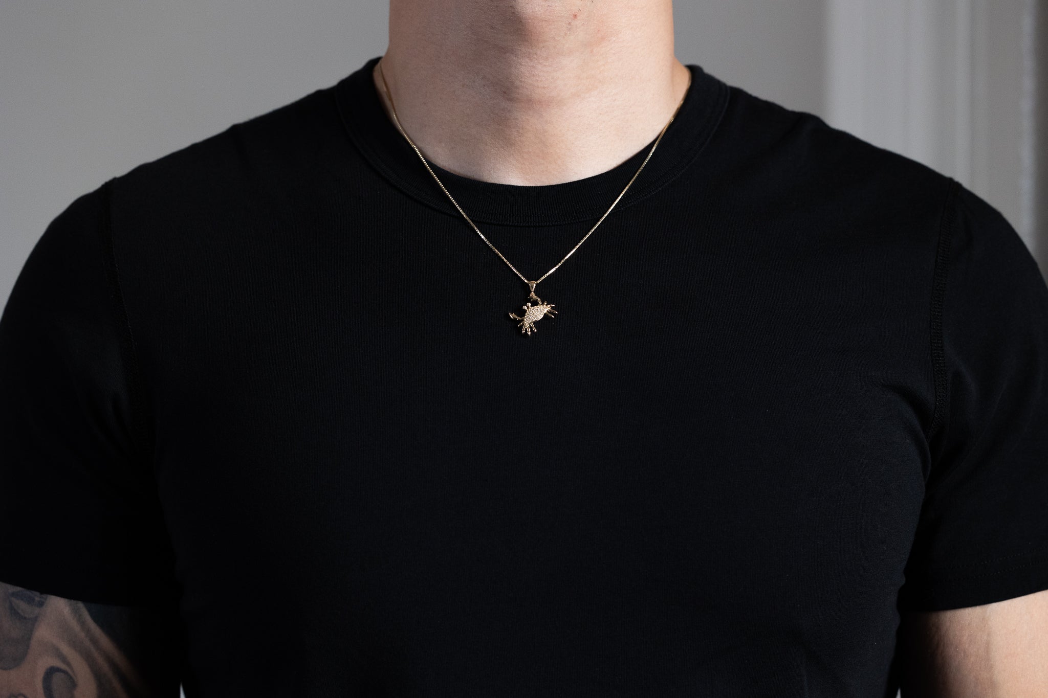 Gold CZ Encrusted Crab Pendant Necklace – Model PT3091