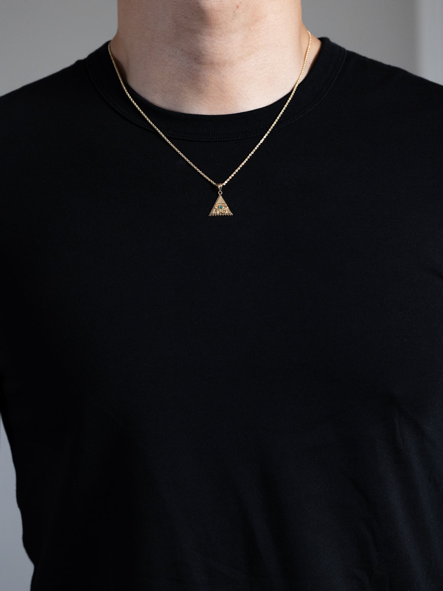 Gold Eye of Horus Egyptian Pyramid Pendant Necklace – Model PT2800 - Charlie & Co. Jewelry