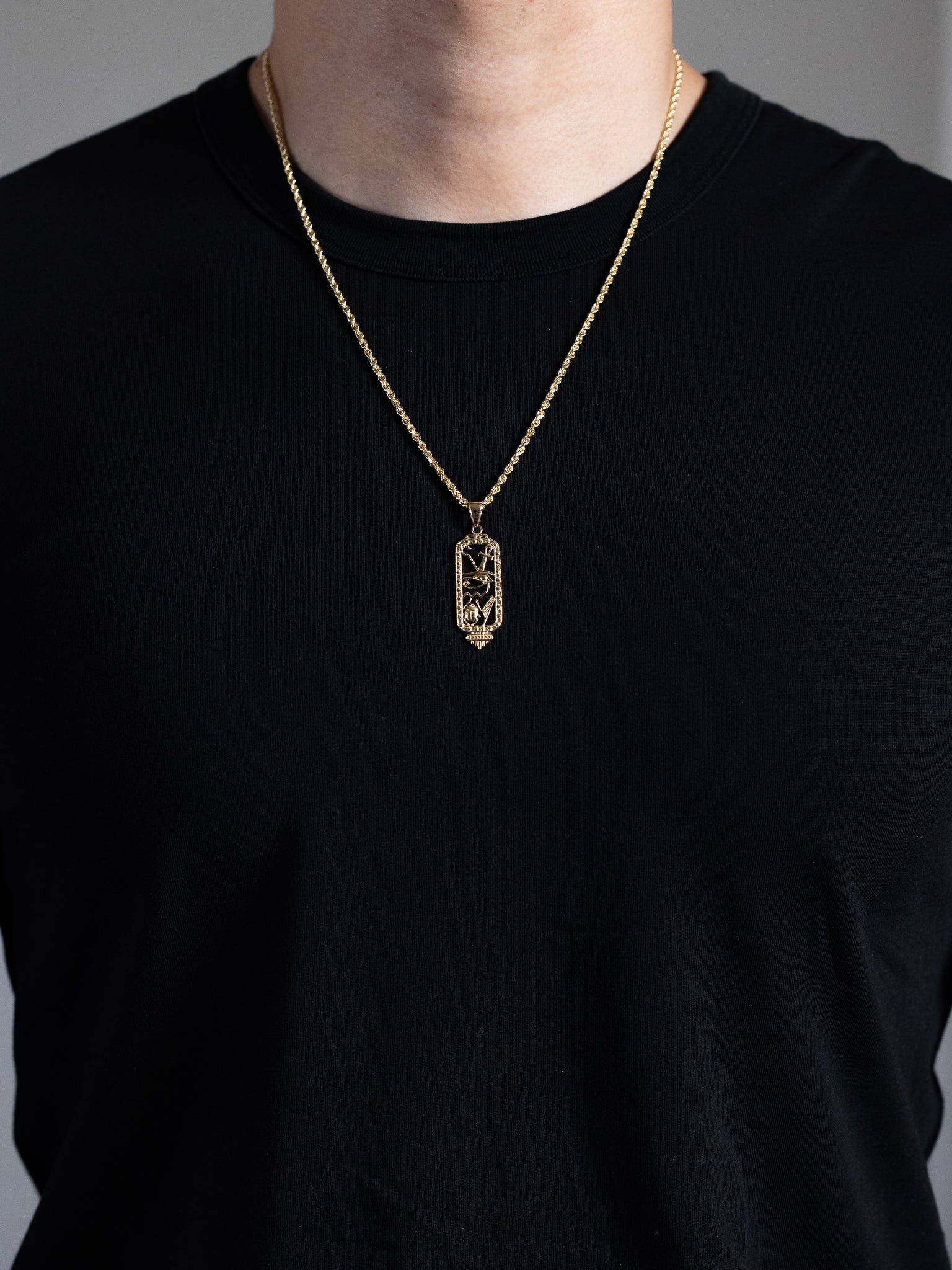 Gold Large Egyptian Cartouche Pendant Necklace – Model PT2802