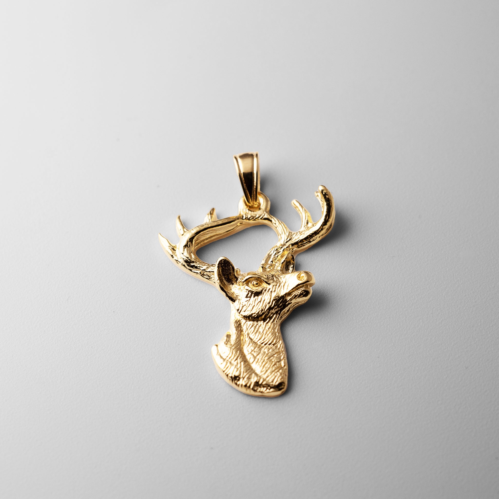 Head Pendant 14k Gold Deer Charm 14K Gold 2D Deer Head Profile