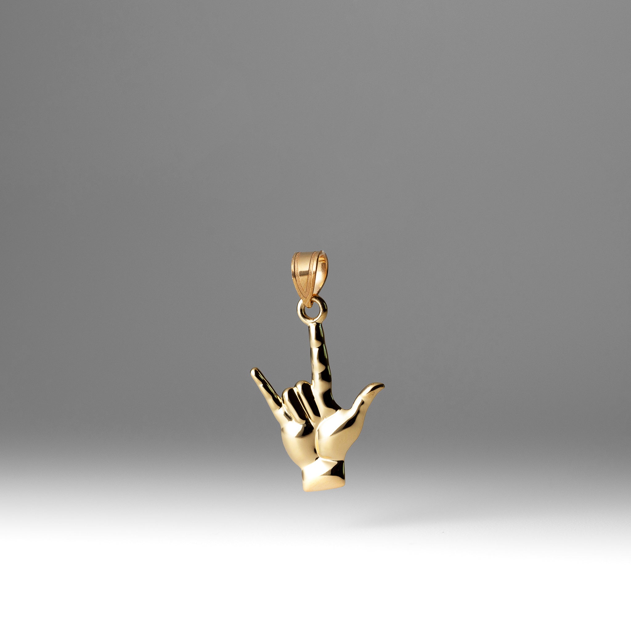 Gold Polished 'I Love You' Hand Gesture Pendant Model-K1742 - Charlie & Co. Jewelry