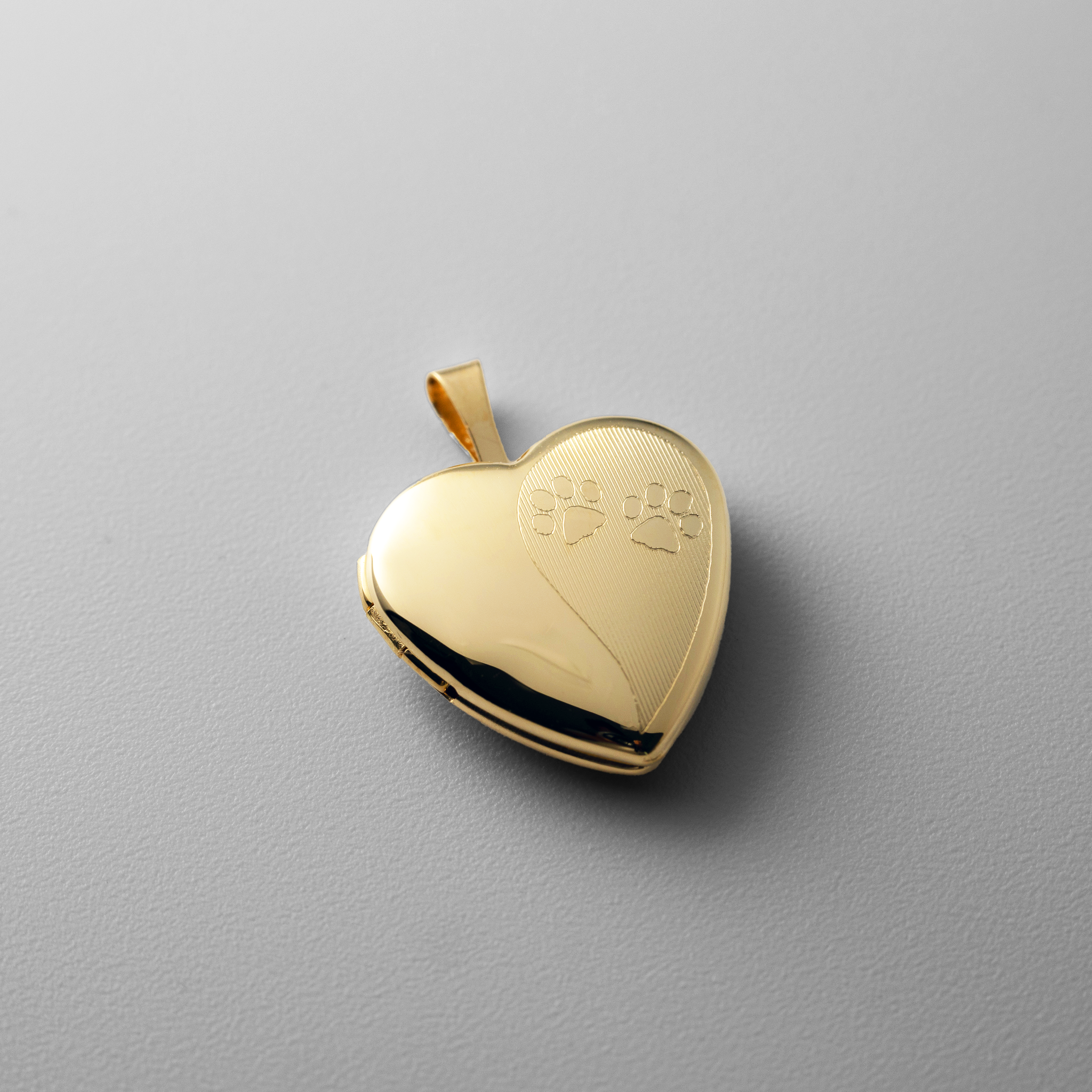 Gold Paw Print Heart Locket Pendant Necklace - Charlie & Co. Jewelry