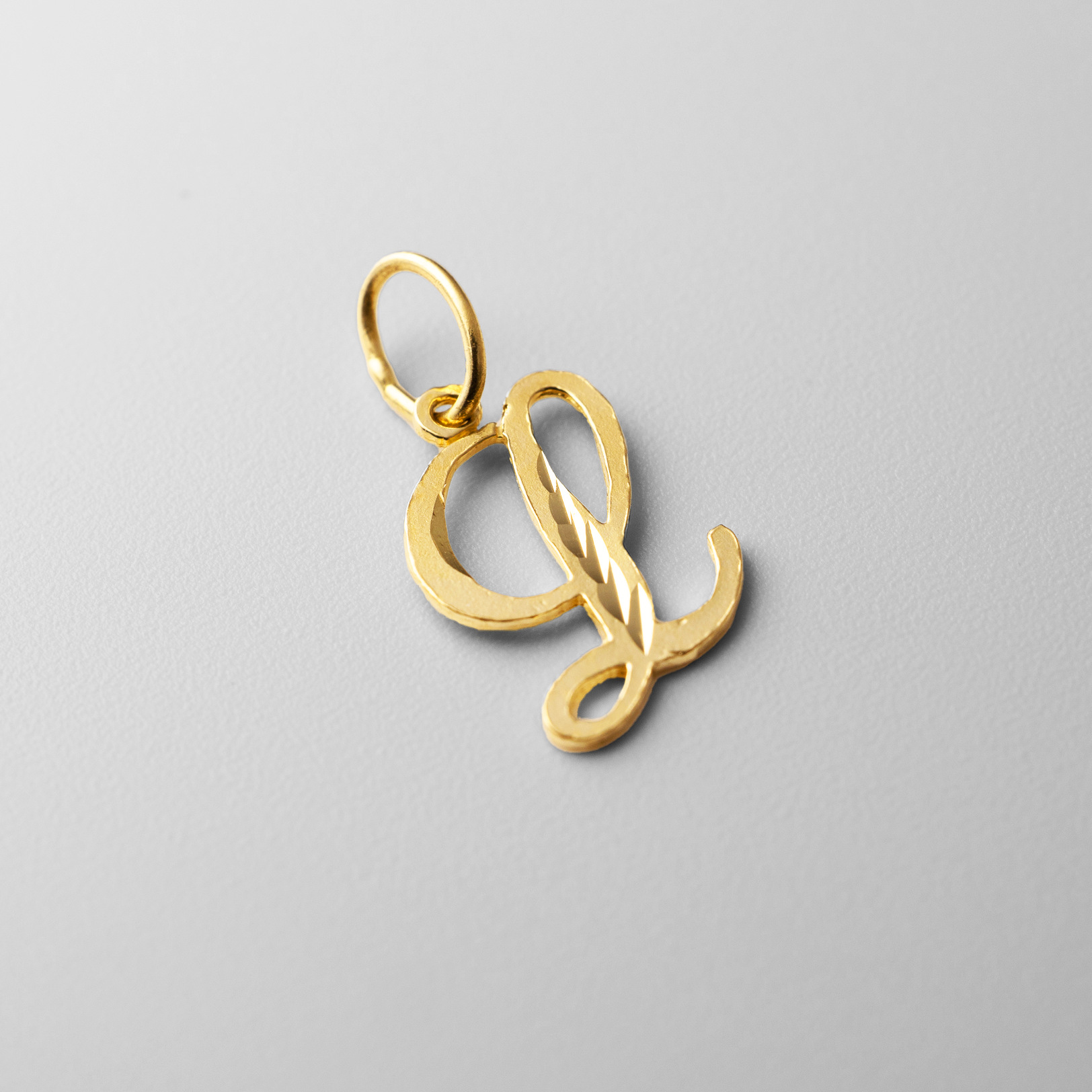 Gold Calligraphy Letter L Pendant | A-Z Pendants - Charlie & Co. Jewelry