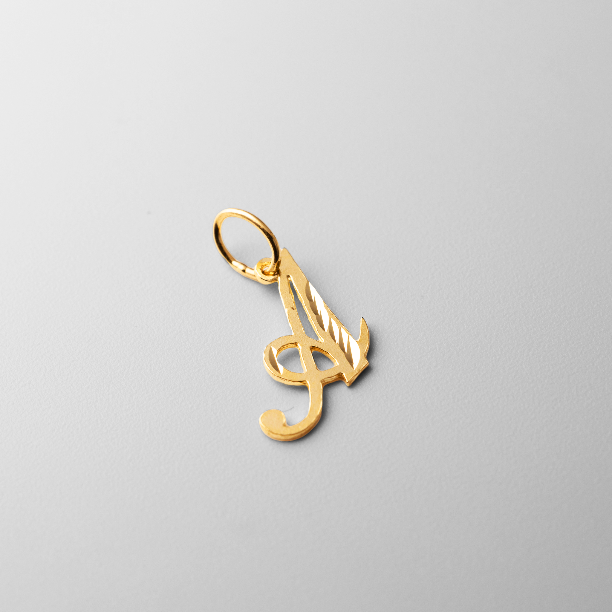 14K Gold Cursive Letter A Pendant A-Z Pendants Charlie Co