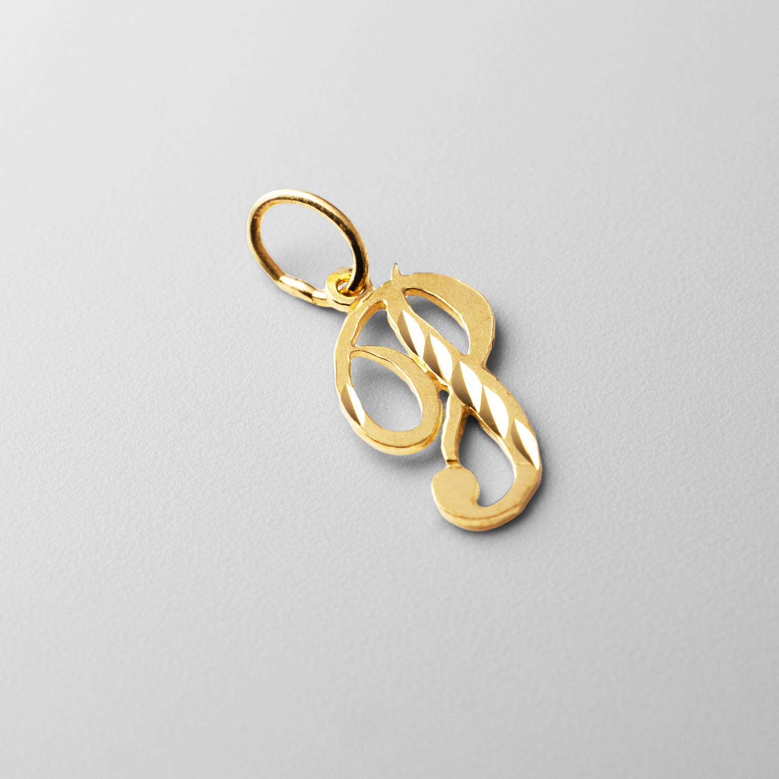 Gold Calligraphy Letter P Pendant | A-Z Pendants - Charlie & Co. Jewelry