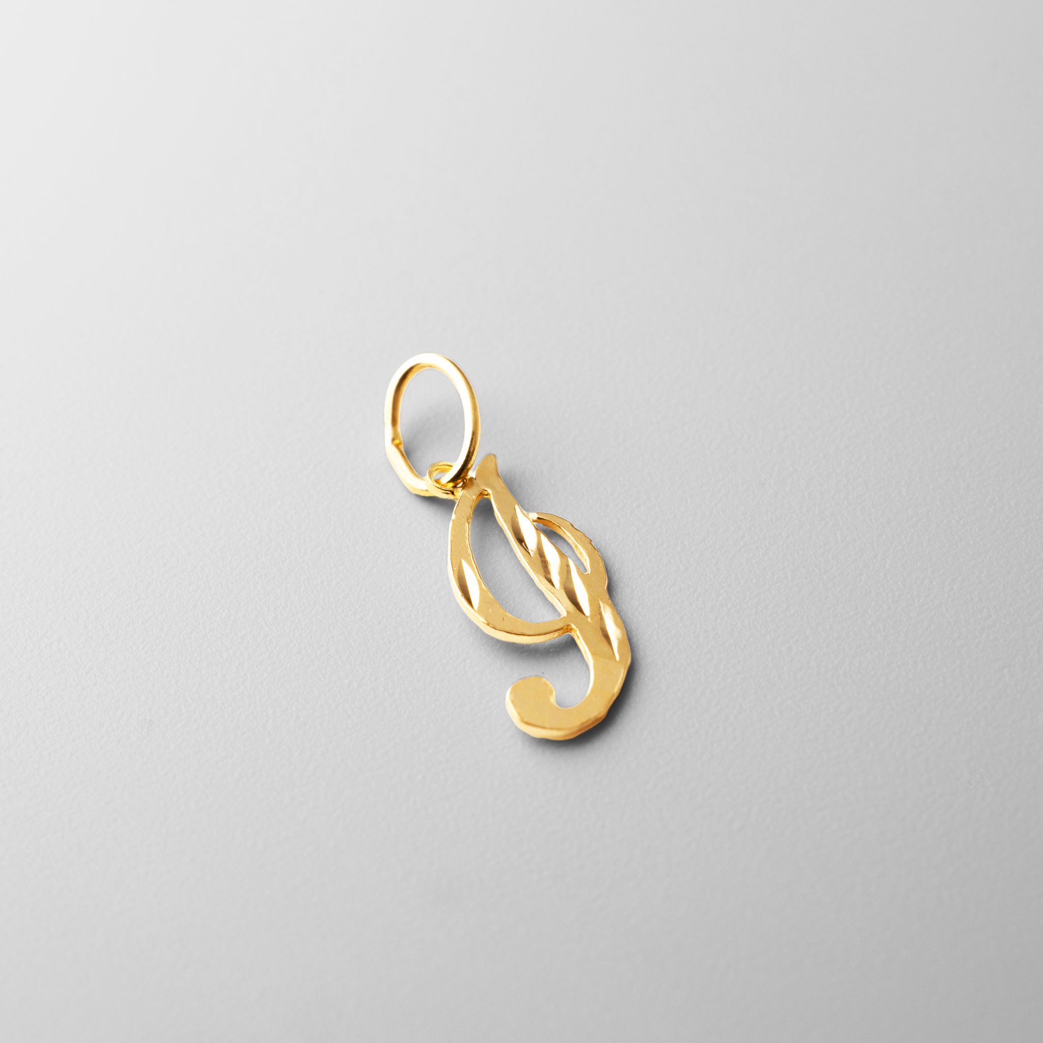 Gold Calligraphy Letter I Pendant | A-Z Pendants - Charlie & Co. Jewelry