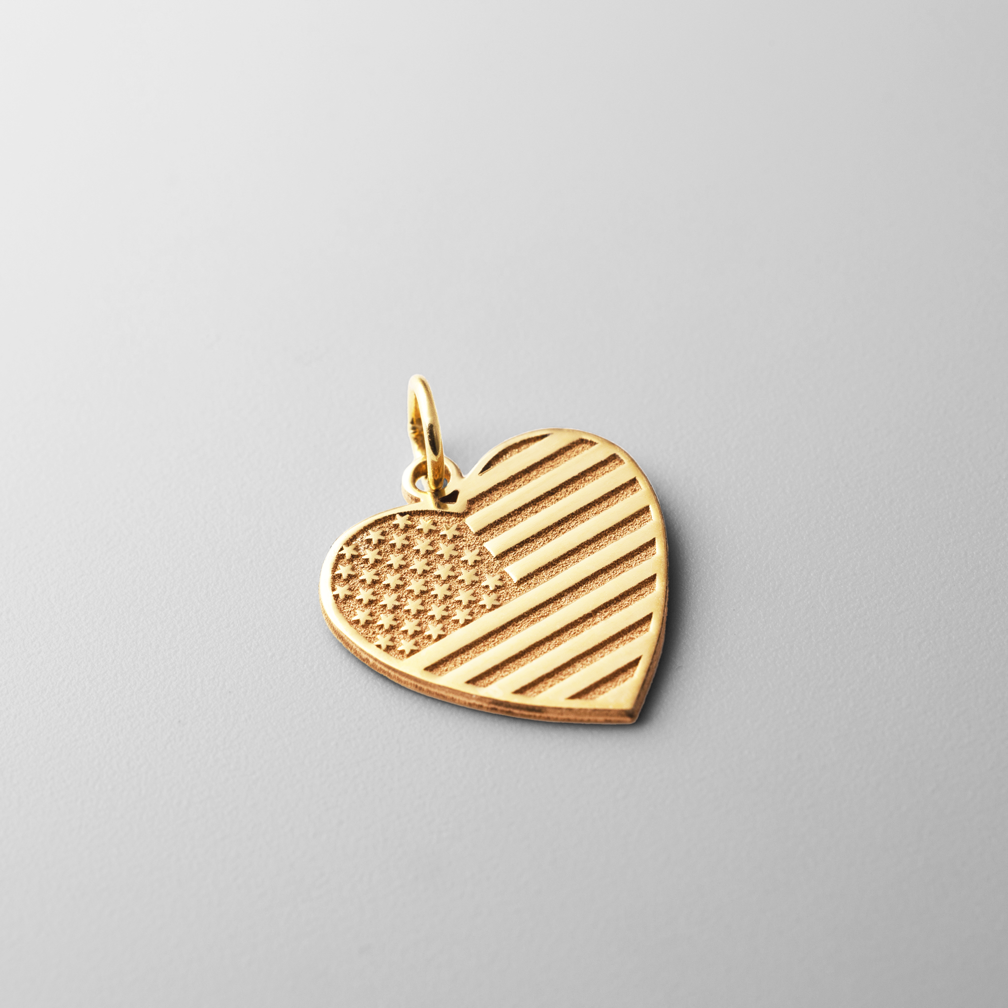 Gold American Flag Heart Pendant Model-C1798 - Charlie & Co. Jewelry