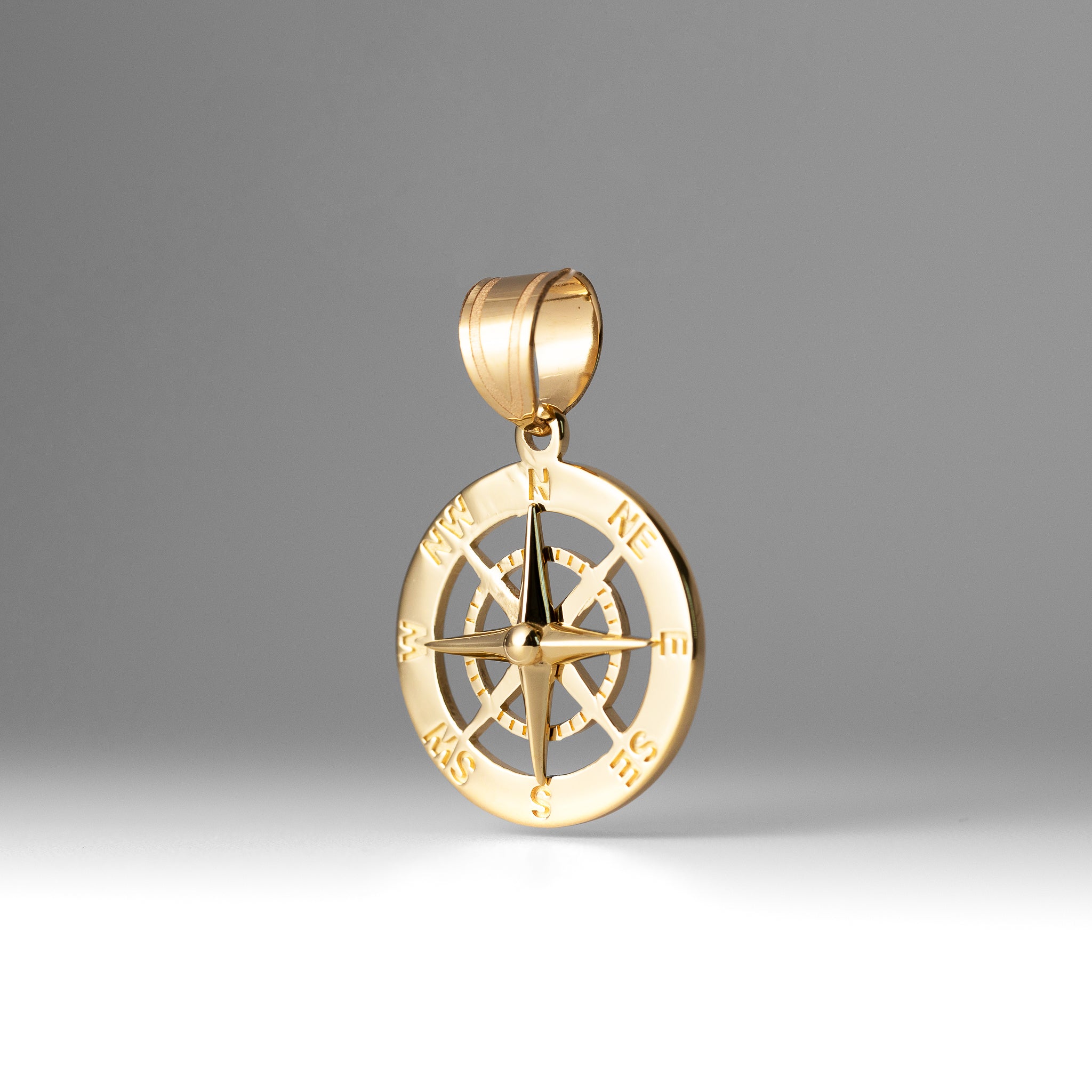 Gold Nautical Compass Pendant Necklace - Model K7856 - Charlie & Co. Jewelry