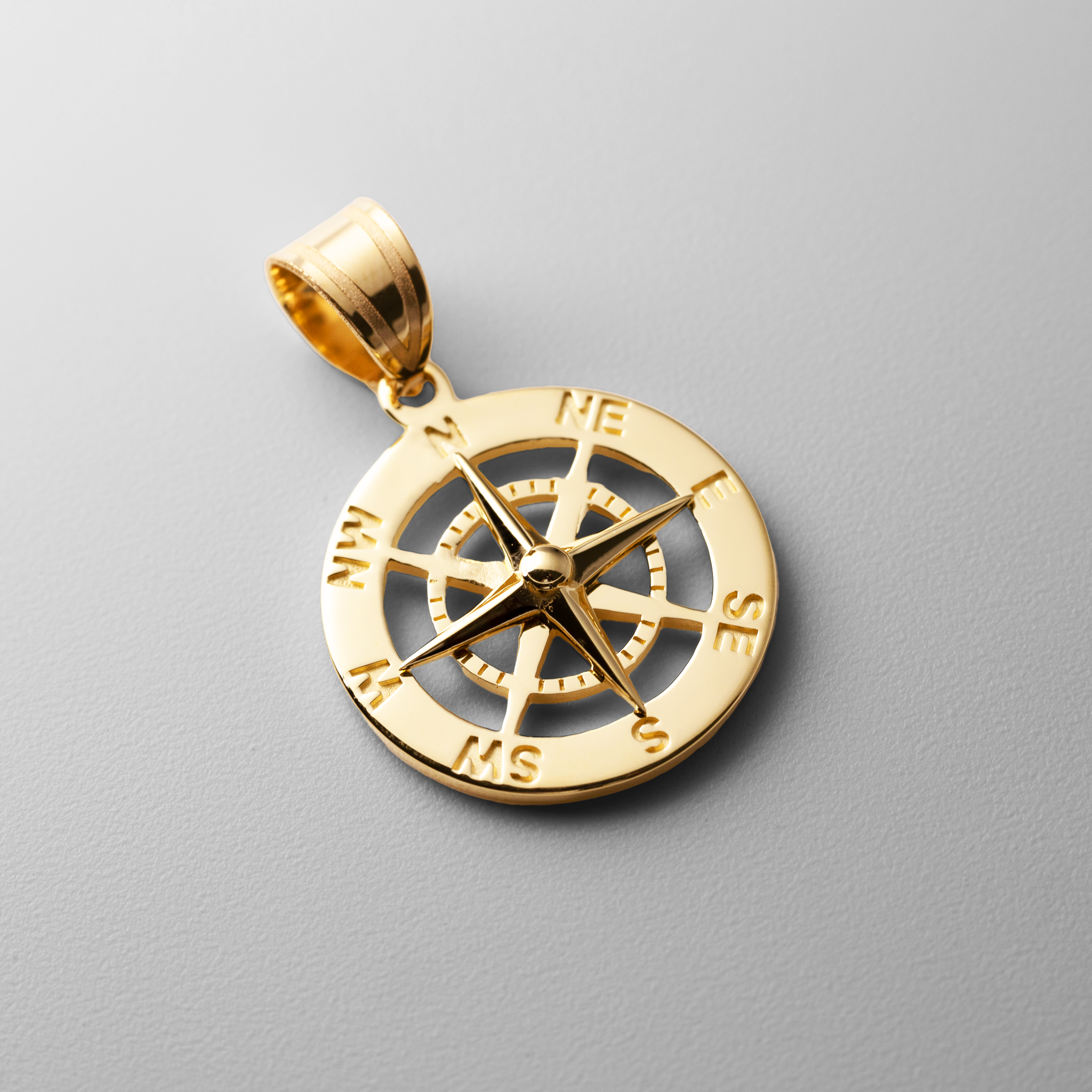 Gold Nautical Compass Pendant