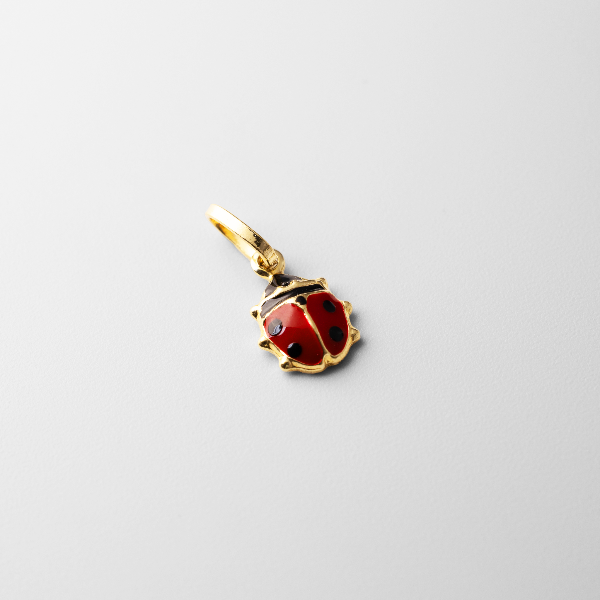 Gold Tiny Lady Bug Enamel Pendant - Model 505 - Charlie & Co. Jewelry