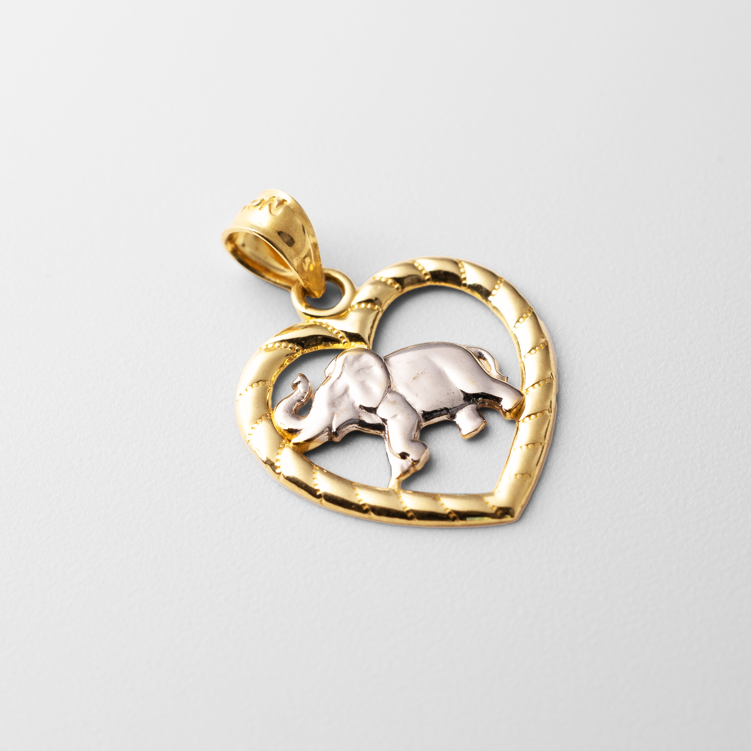 Gold Elephant Heart Pendant Model-1622 - Charlie & Co. Jewelry