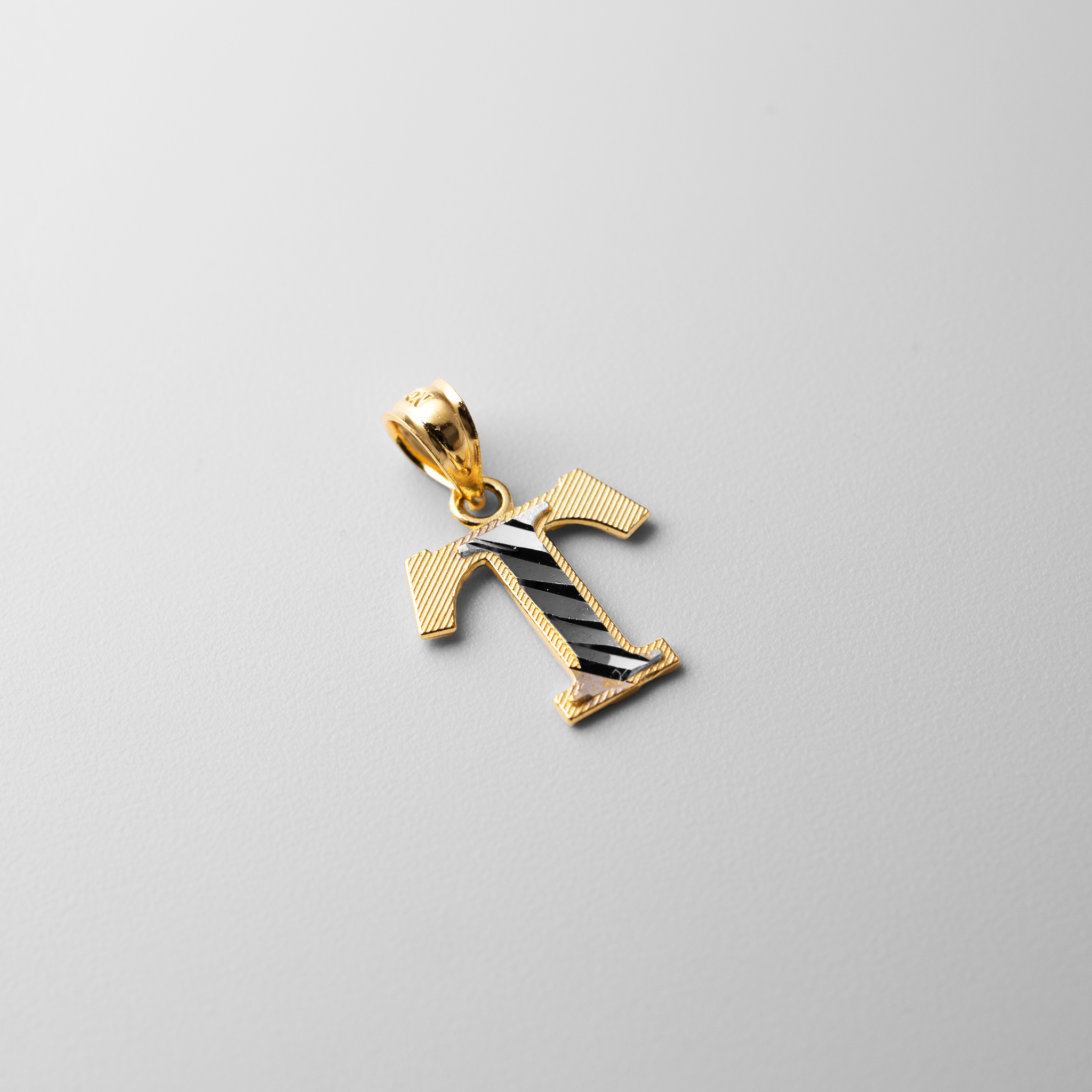 14K Gold Block Letter T Pendant A-Z Pendants Charlie Jewelry