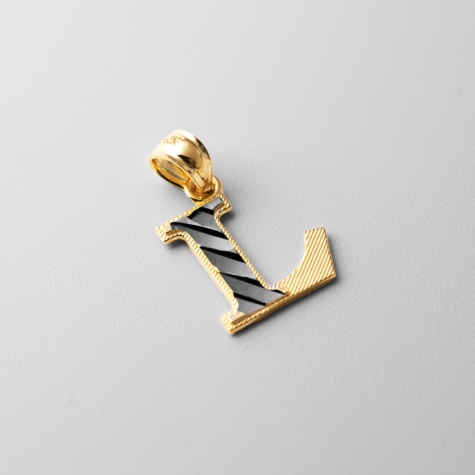 Gold Bold Letter L Pendant | A-Z Pendants - Charlie & Co. Jewelry