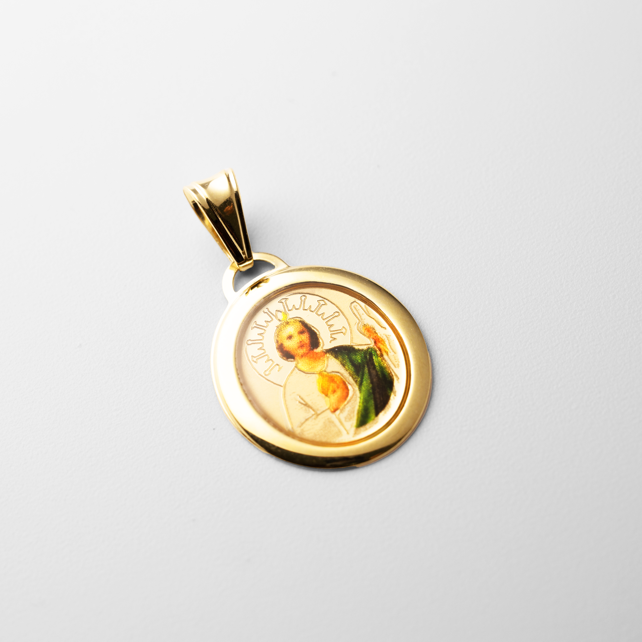 Gold St. Jude Enamel Plate Pendant - Model 0171 - Charlie & Co. Jewelry