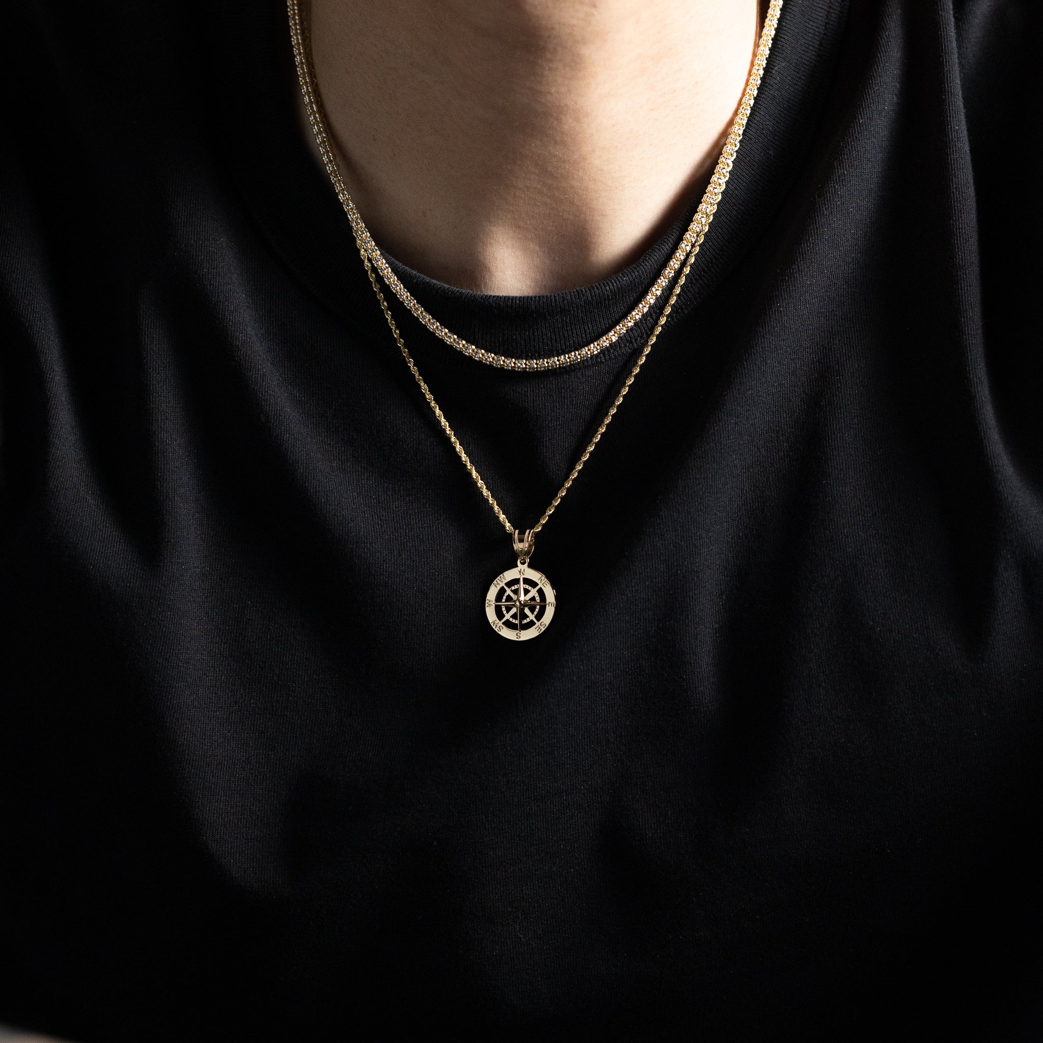 Gold Nautical Compass Pendant