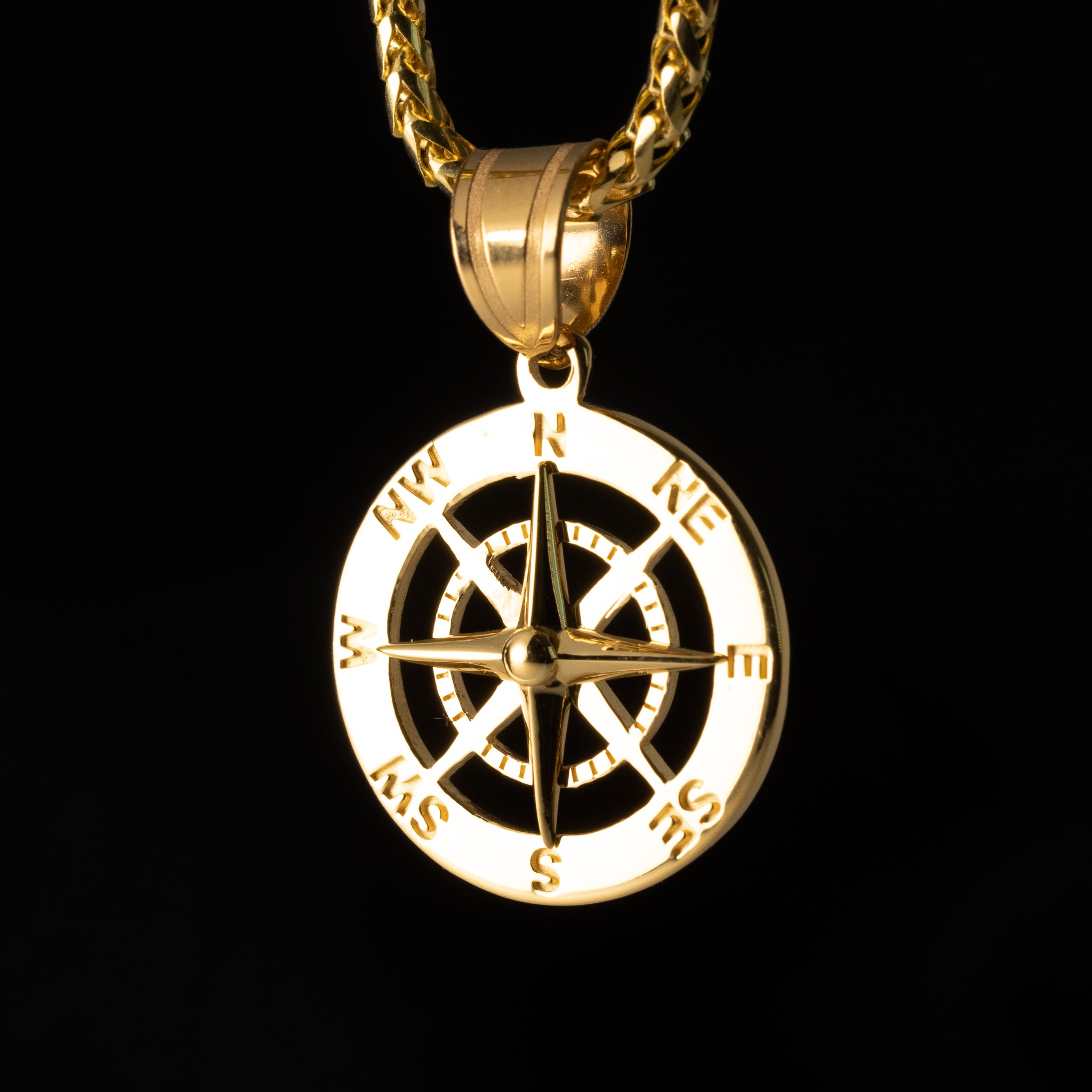 Gold Nautical Compass Pendant