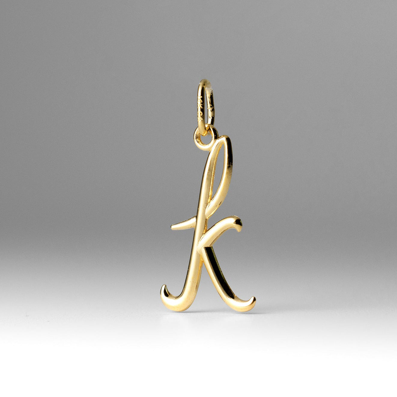 Gold Lowercase Initial "k" Pendant Model-YC1060 - Charlie & Co. Jewelry