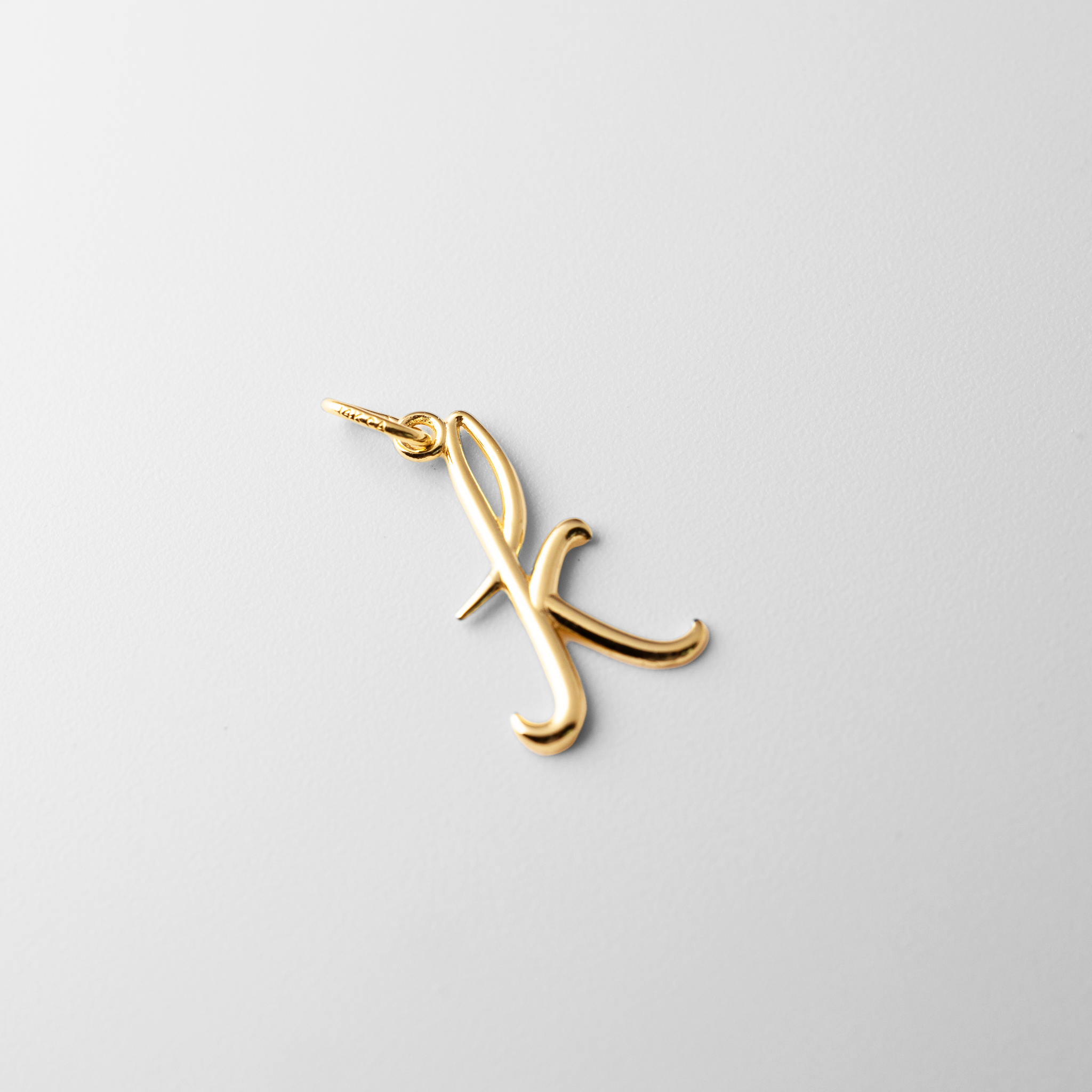 Gold Lowercase Initial "k" Pendant Model-YC1060 - Charlie & Co. Jewelry