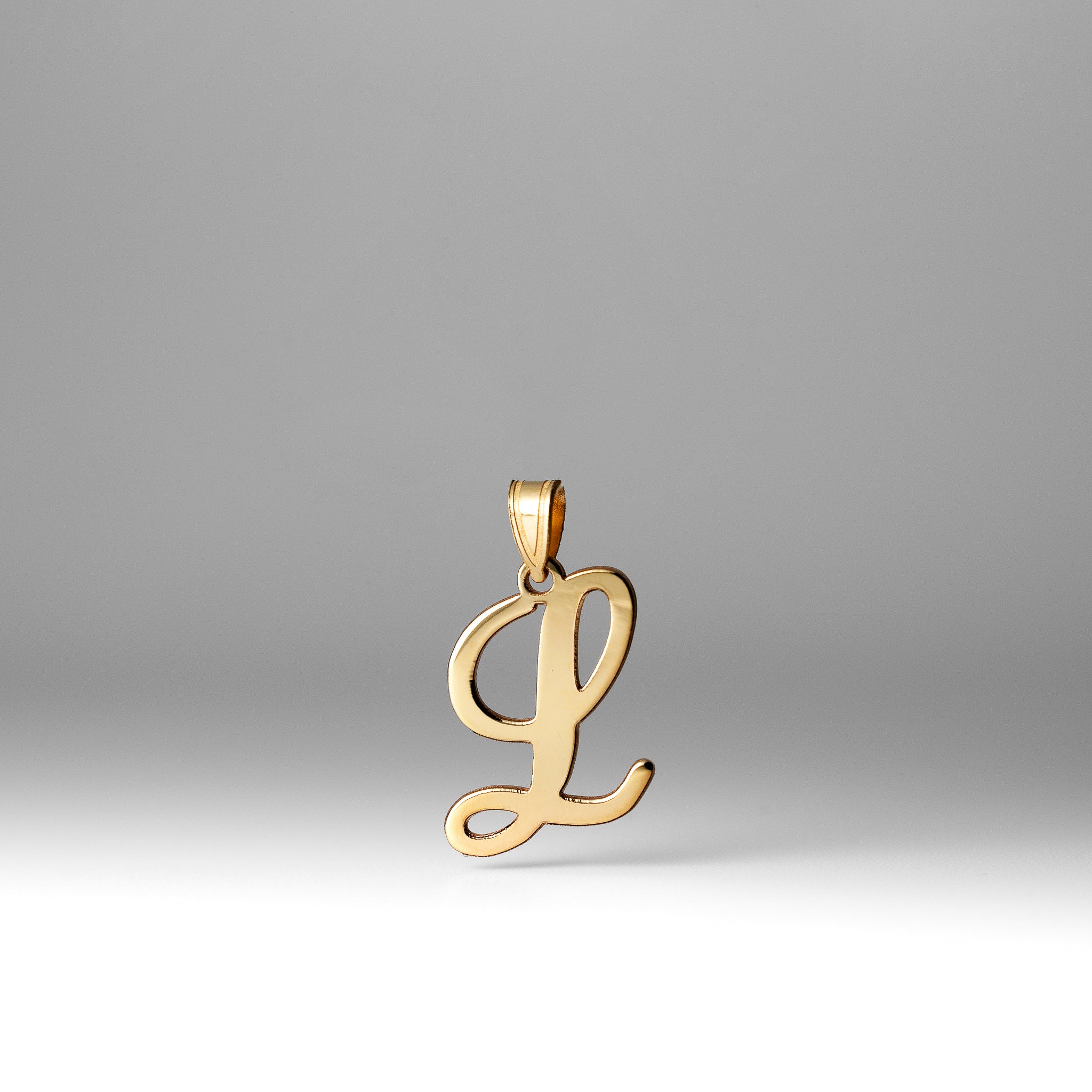 Gold Large Letter "L" Script Initial Pendant - Charlie & Co. Jewelry