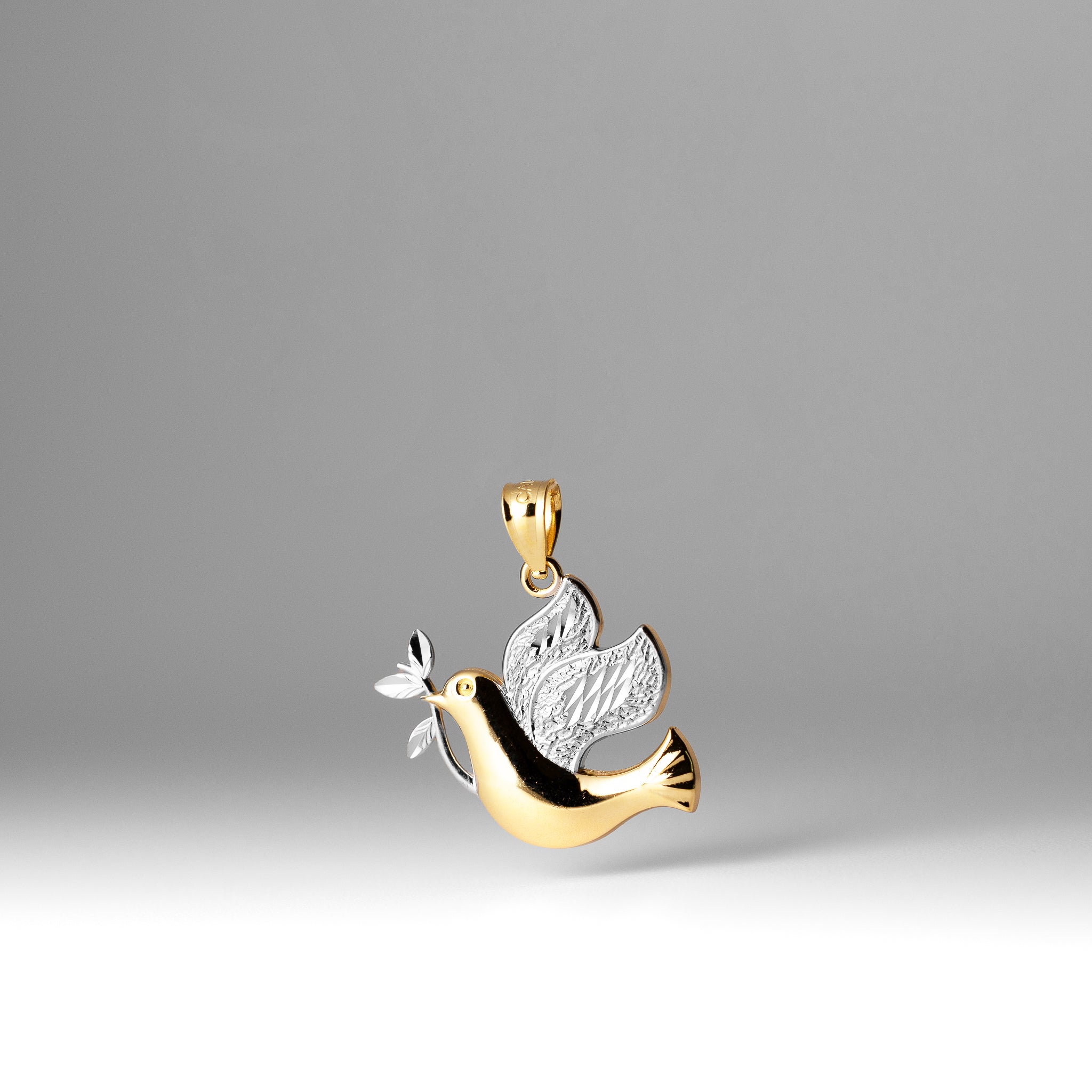 Gold Peace Dove with Textured Wings Charm Model-XR1512 - Charlie & Co. Jewelry