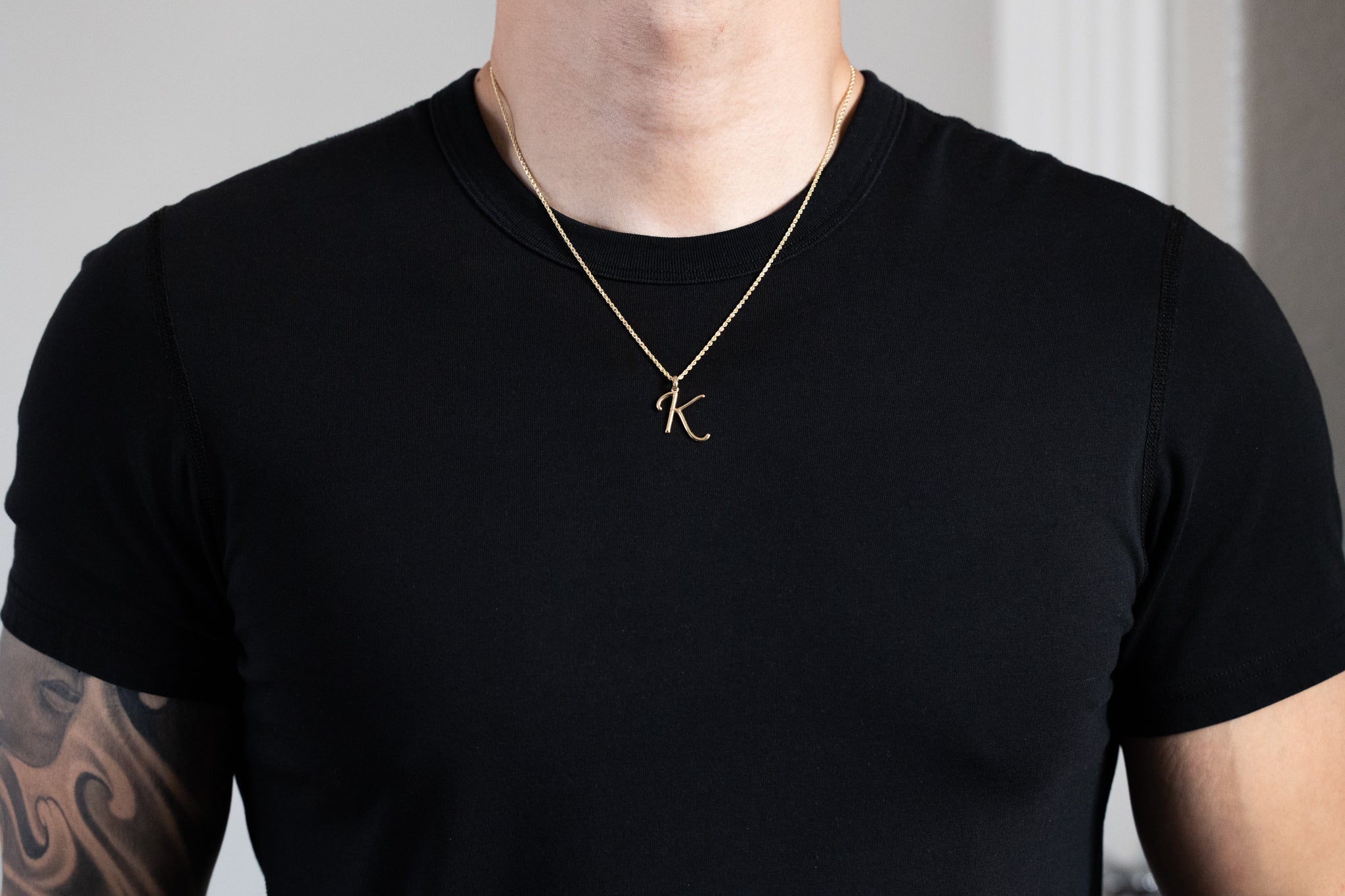 Gold Fancy Letter 'K' Charm Pendant - Charlie & Co. Jewelry