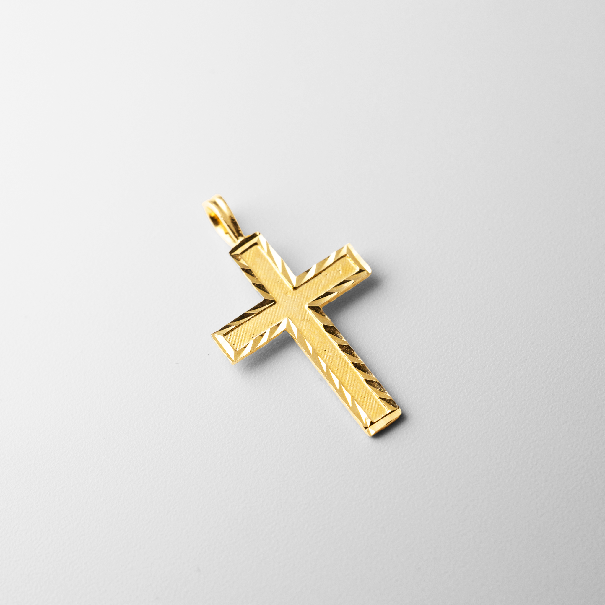 Gold Dainty Diamond Cut Cross Pendant - Model 1043 - Charlie & Co. Jewelry