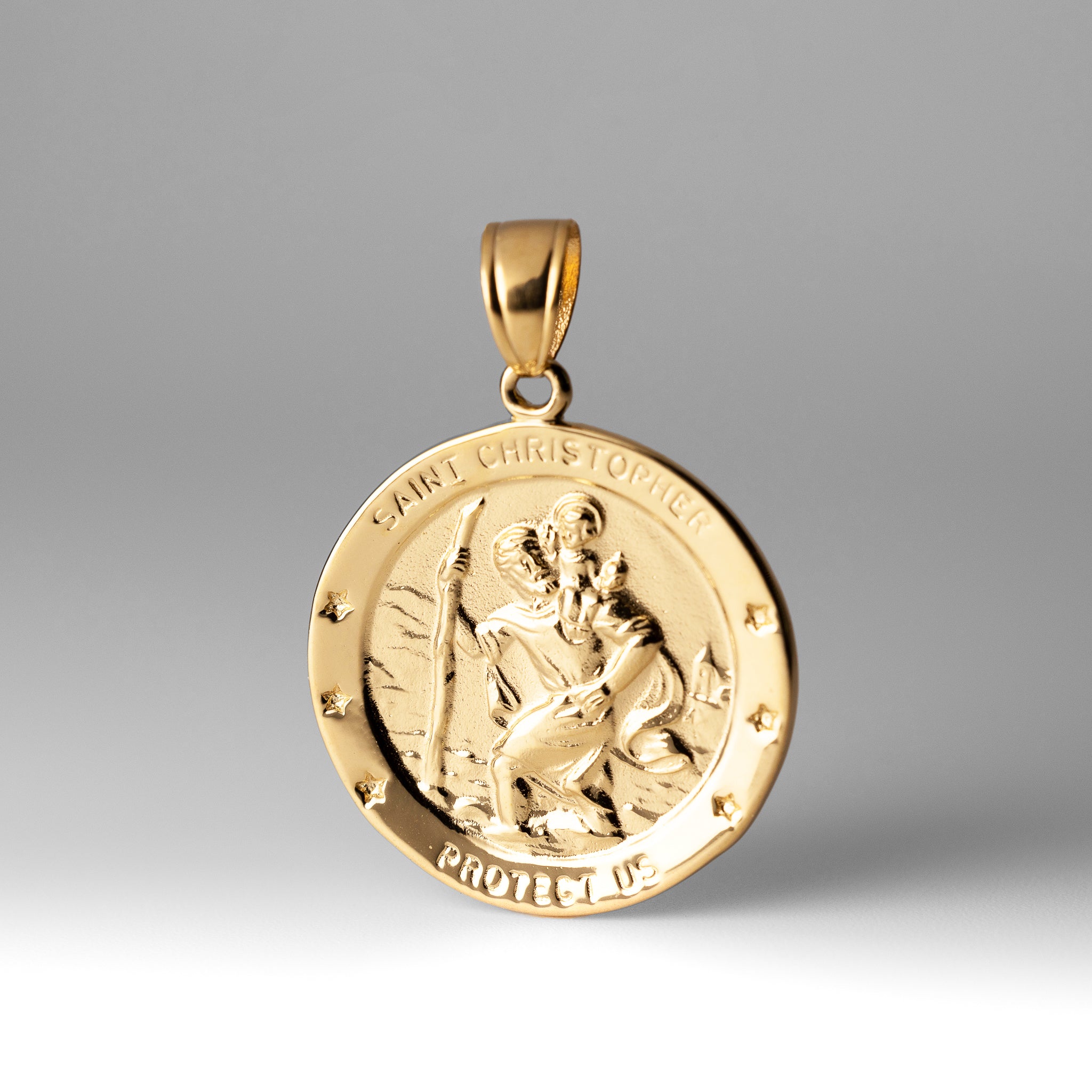 14K Gold Extra Large Saint Christopher Medal Pendant Model M1487