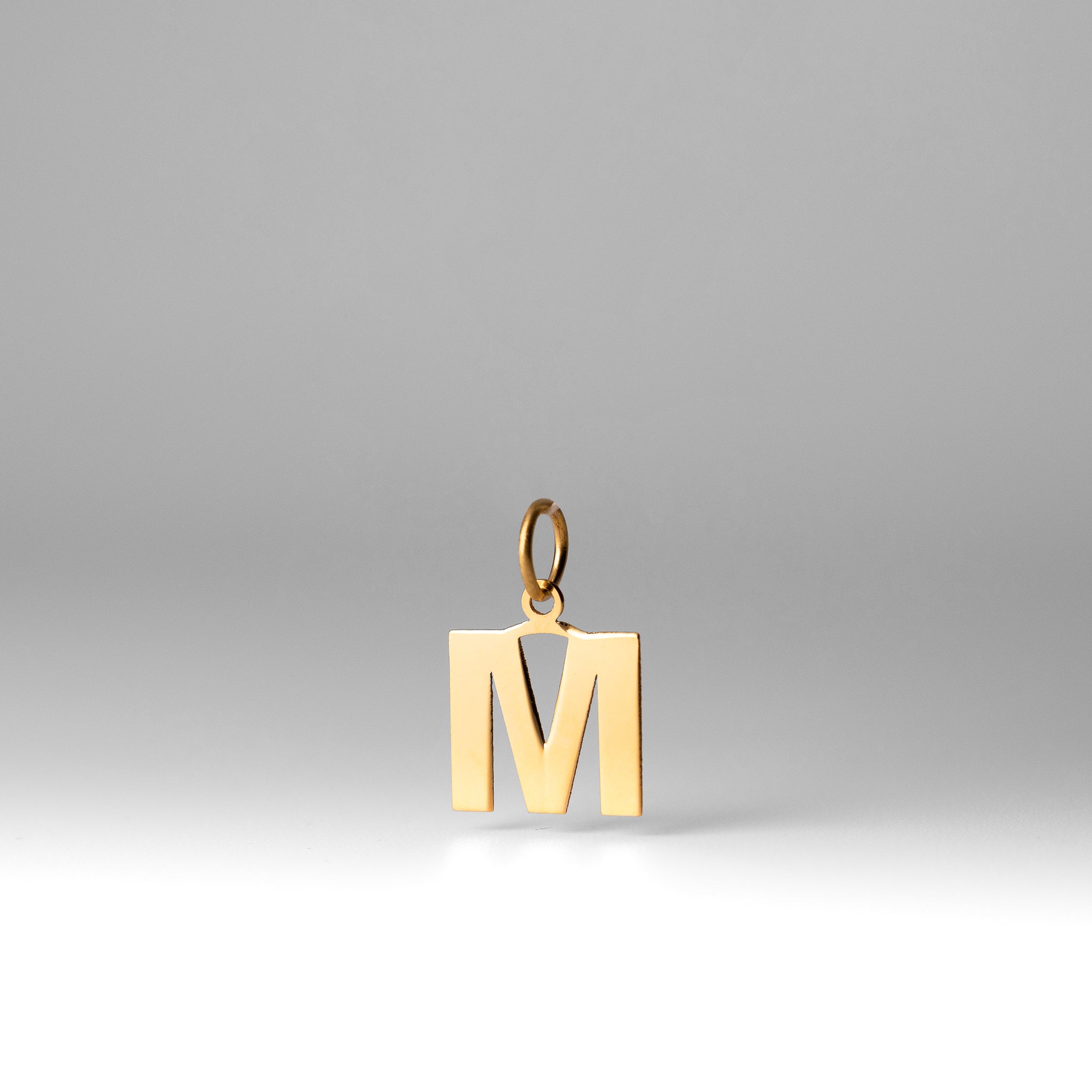 Gold Block Letter "M" Initial Pendant