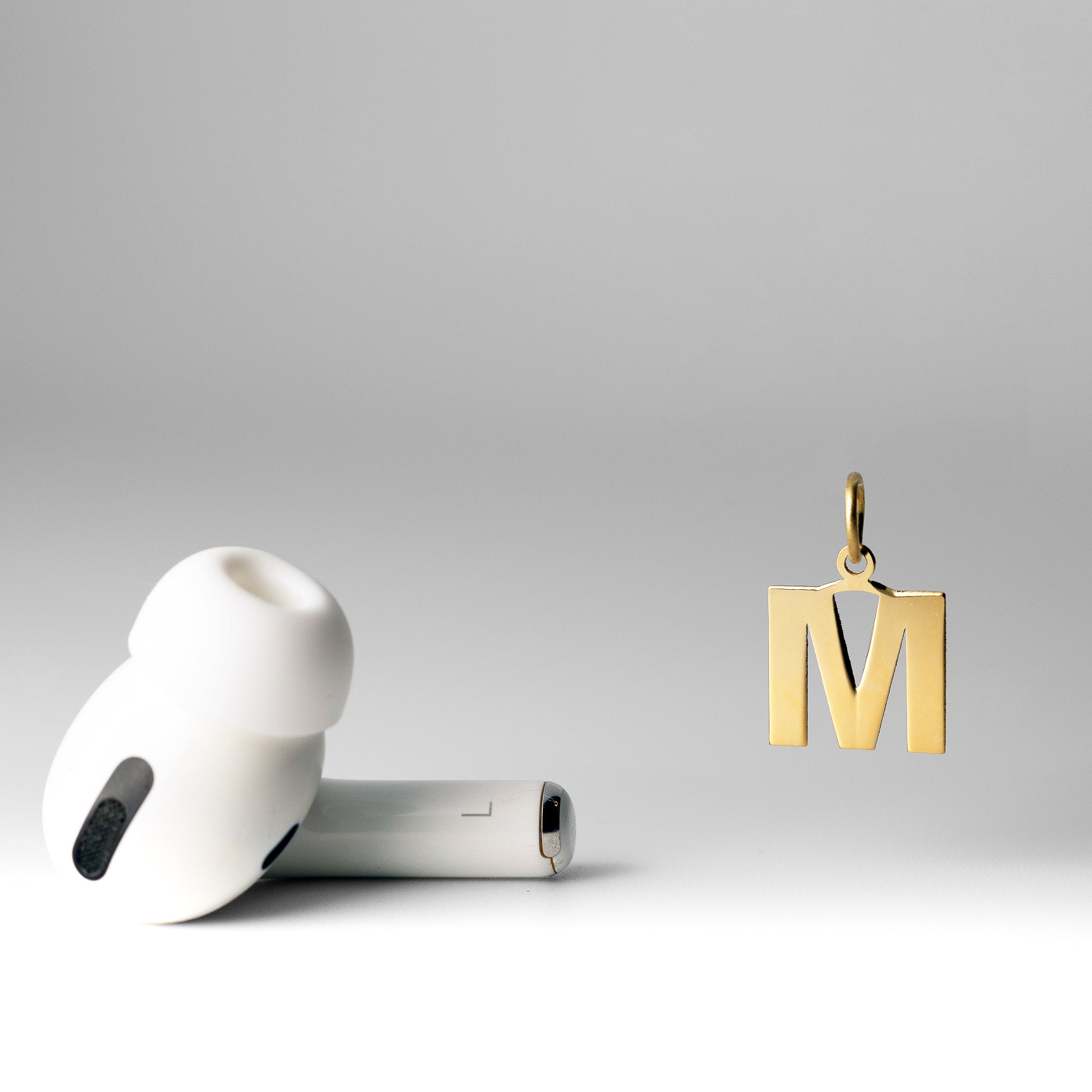 Gold Block Letter "M" Initial Pendant