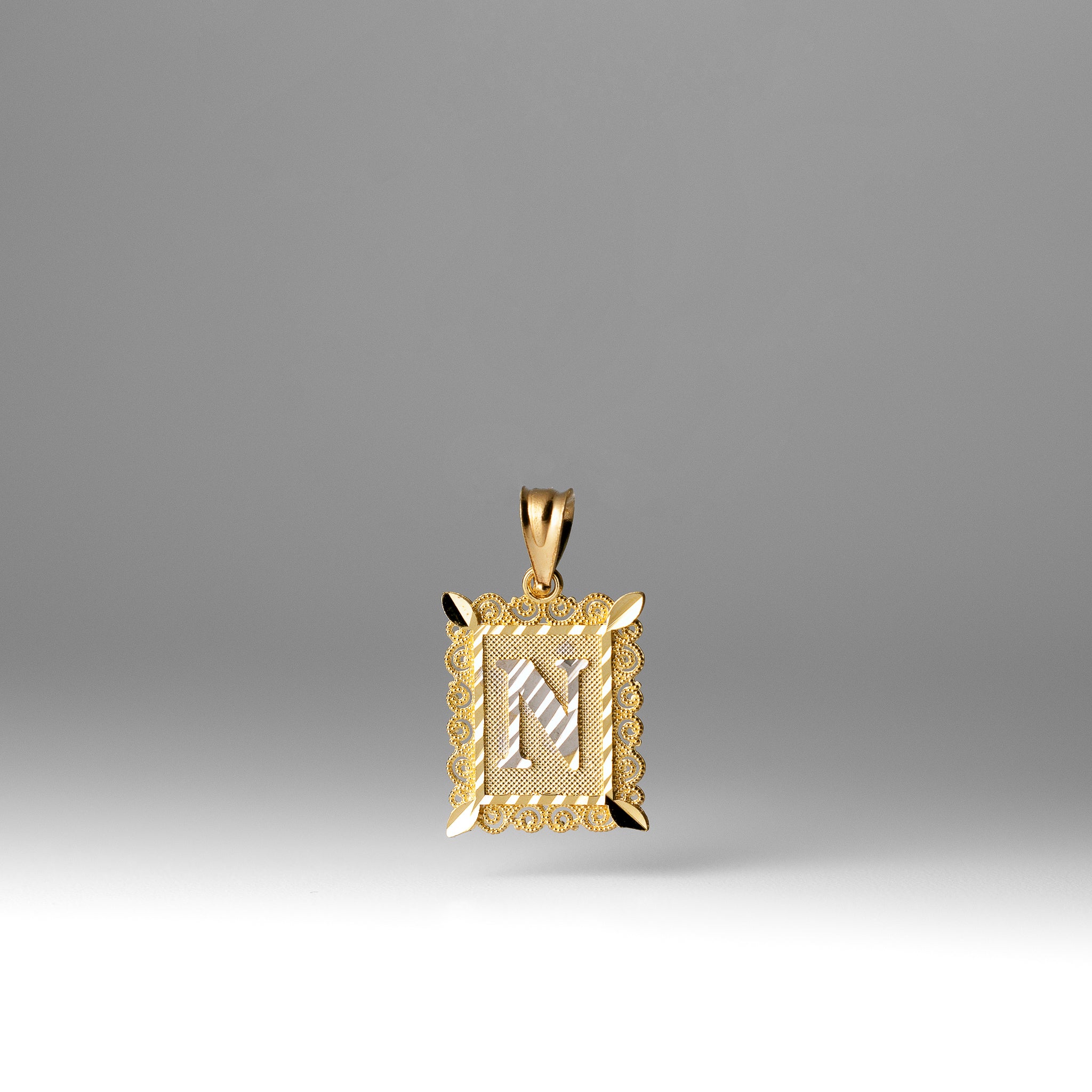 Gold Letter N Diamond Cut Pendants | A-Z Gold Pendants - Charlie & Co. Jewelry