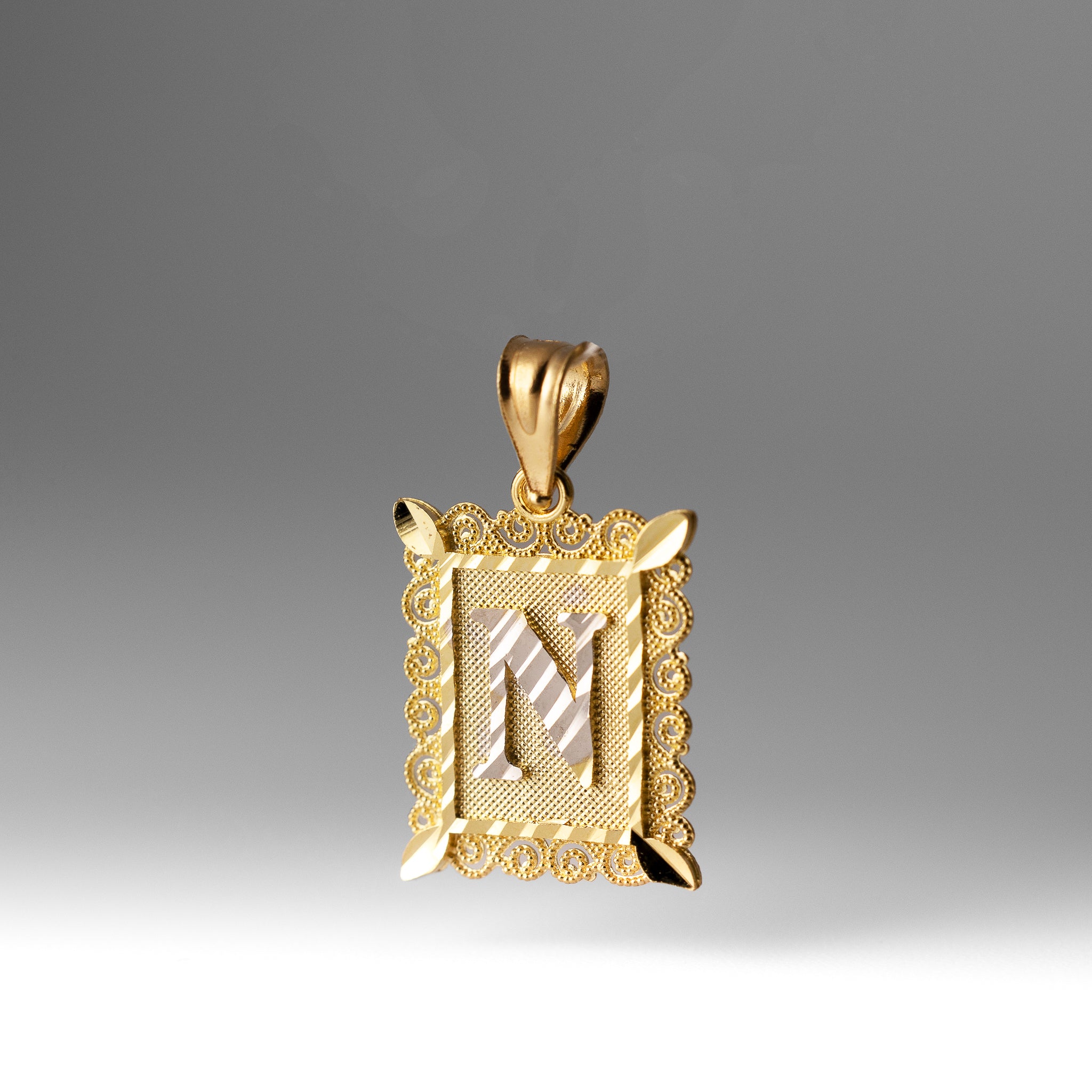 Gold Letter N Diamond Cut Pendants | A-Z Gold Pendants - Charlie & Co. Jewelry