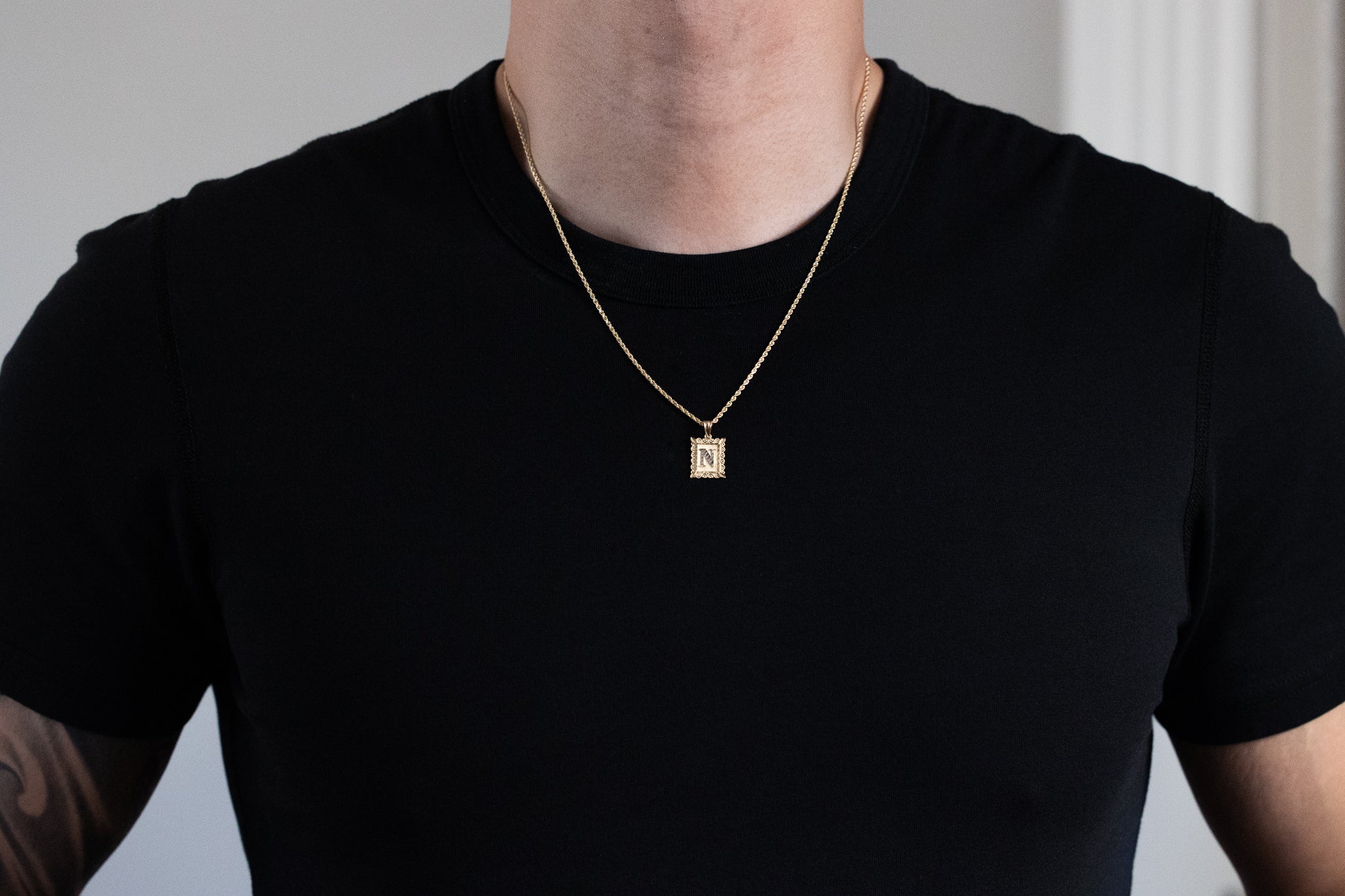 Gold Letter N Diamond Cut Pendants | A-Z Gold Pendants - Charlie & Co. Jewelry