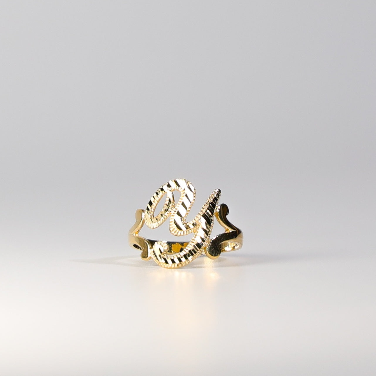 14K Gold Cursive Initial "Y" Ring