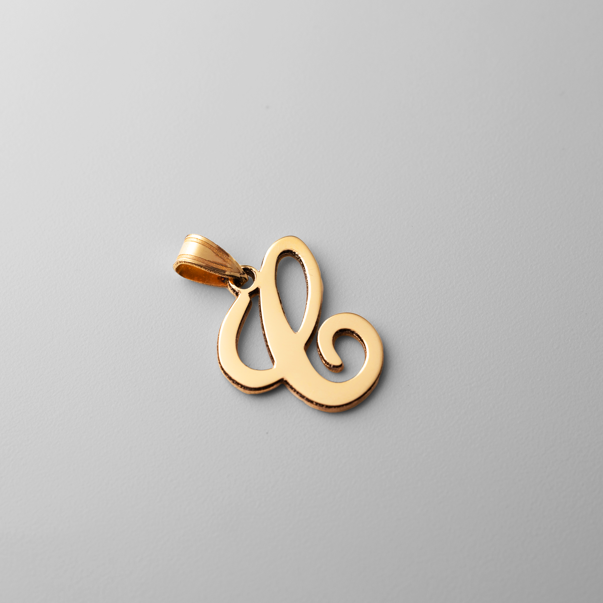 Gold Large Letter "C" Script Initial Pendant