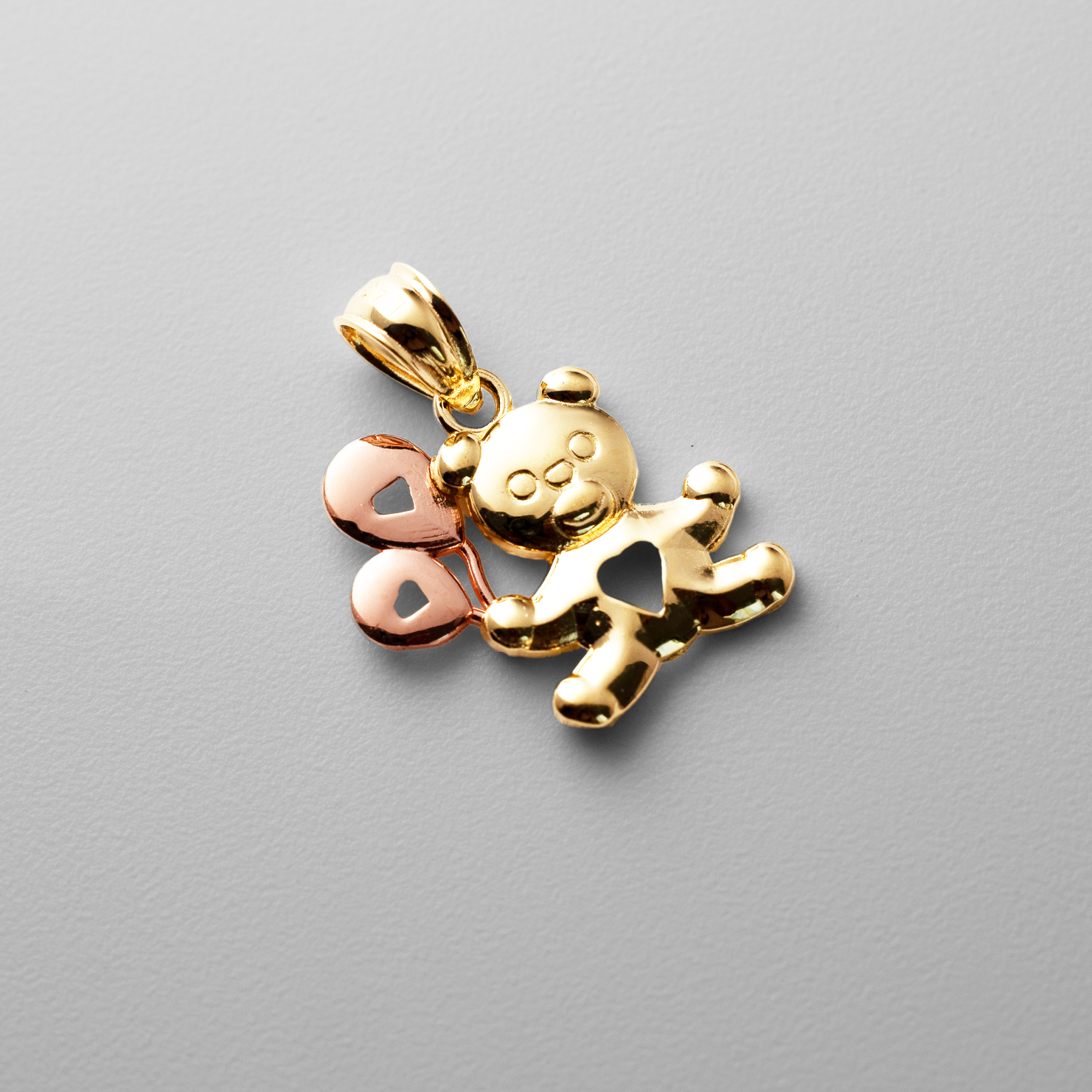 Gold Baby Bear with Balloon Pendant - Model 1653 - Charlie & Co. Jewelry