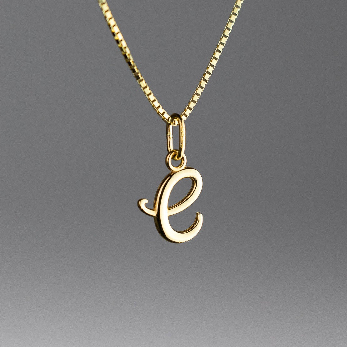 Gold Lowercase Initial "e" Pendant - Model YC1060 - Charlie & Co. Jewelry