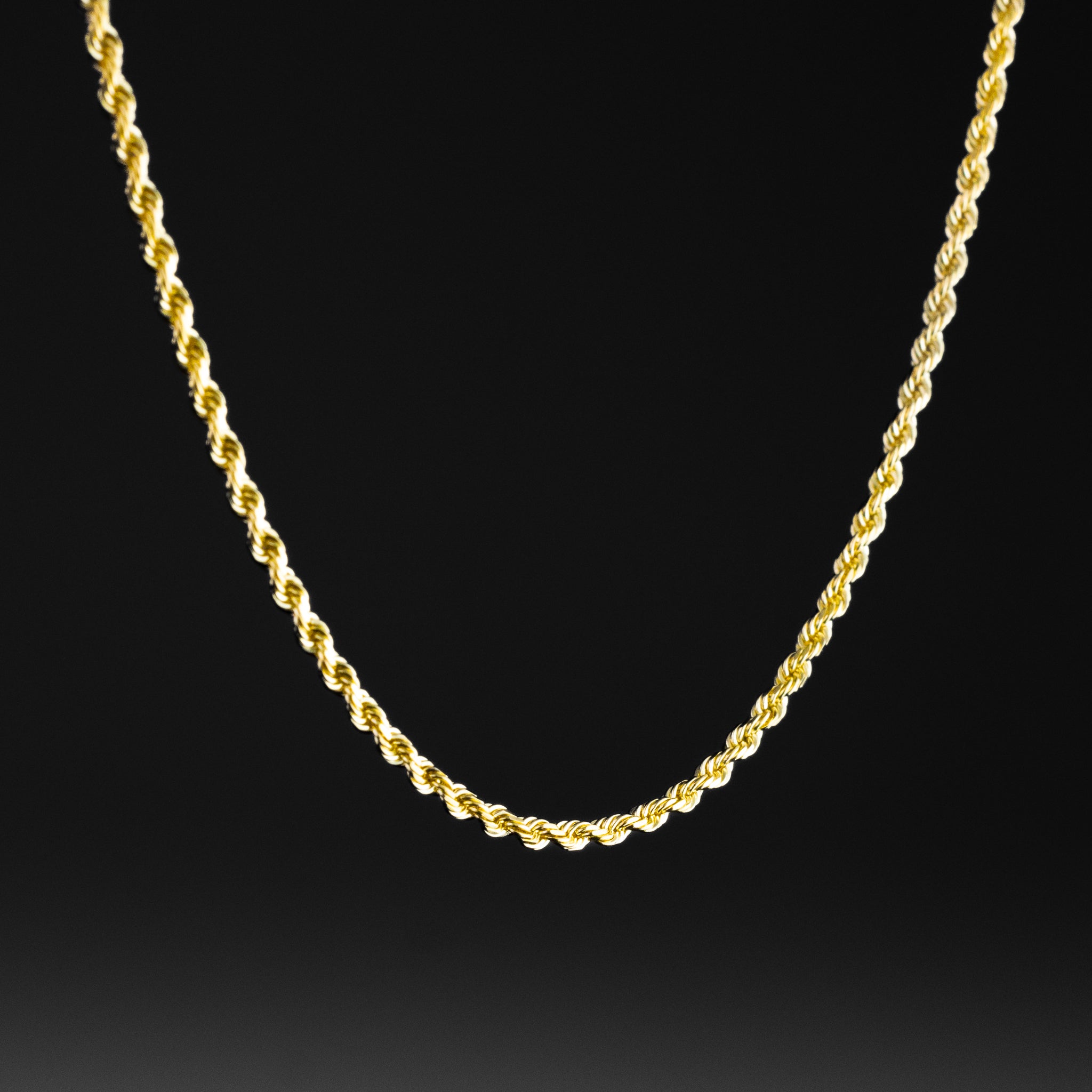 Gold Diamond Cut Solid Rope Chain With 1.5mm Width Model-0390