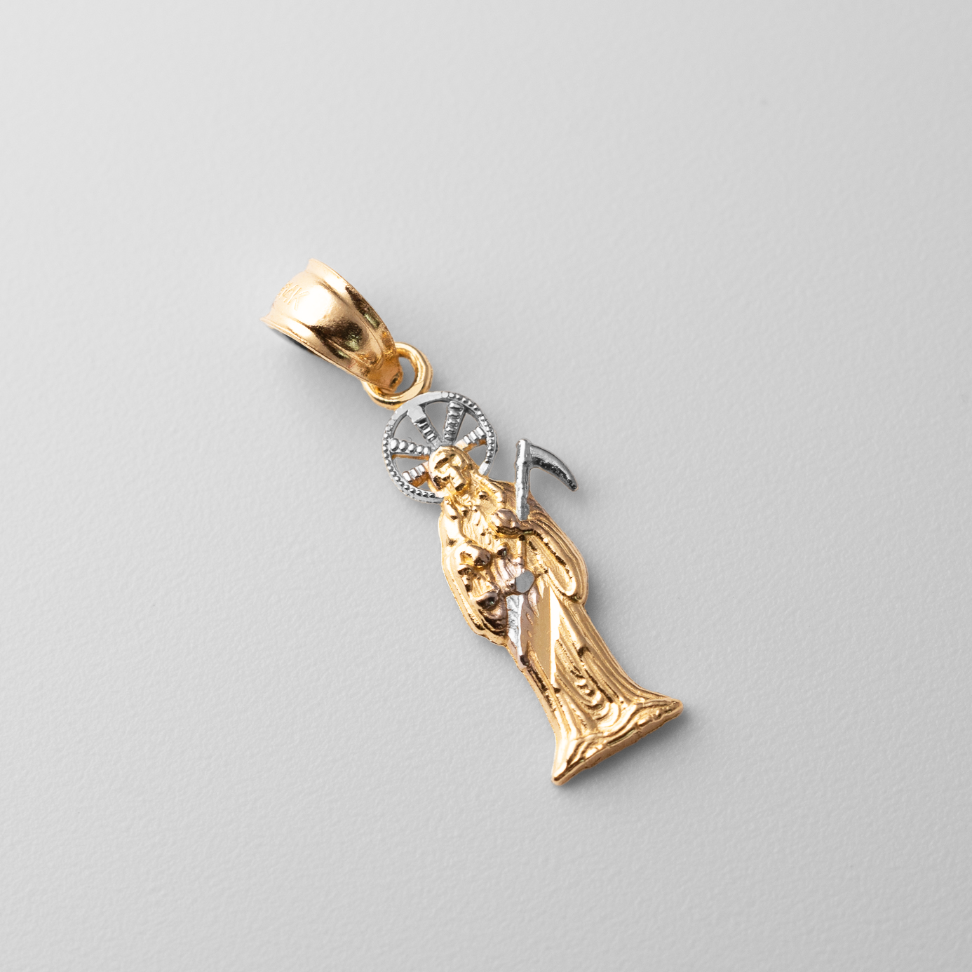 Gold Small Santa Muerte Devil Pendant - Model 99 - Charlie & Co. Jewelry