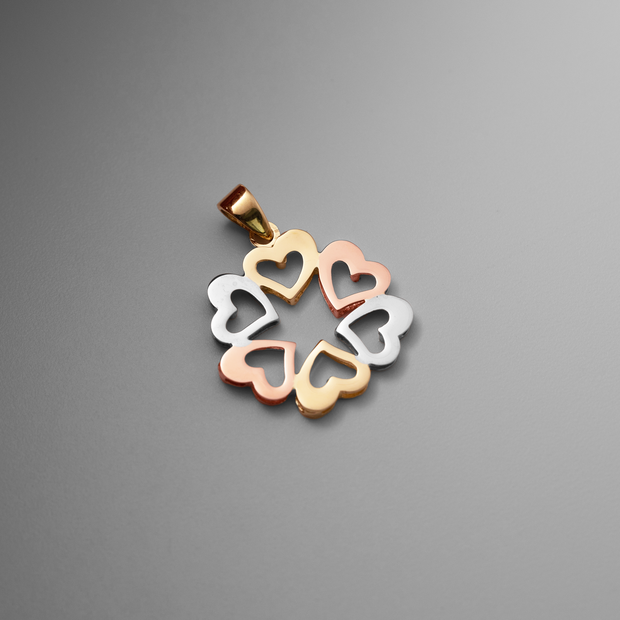 Dainty Gold Six Hearts Pendant - Model 2386