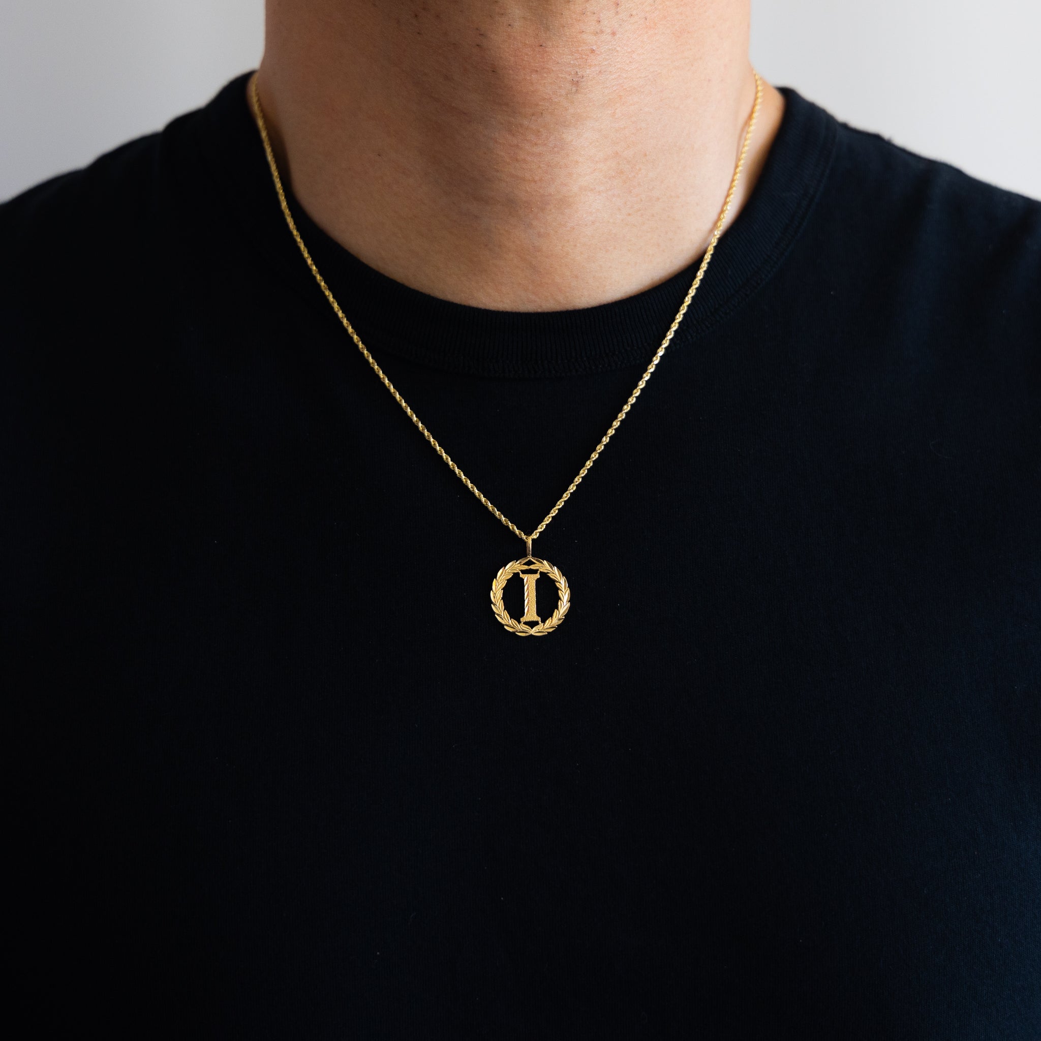Gold Wreath I Initial Pendant | A-Z Pendants - Charlie & Co. Jewelry